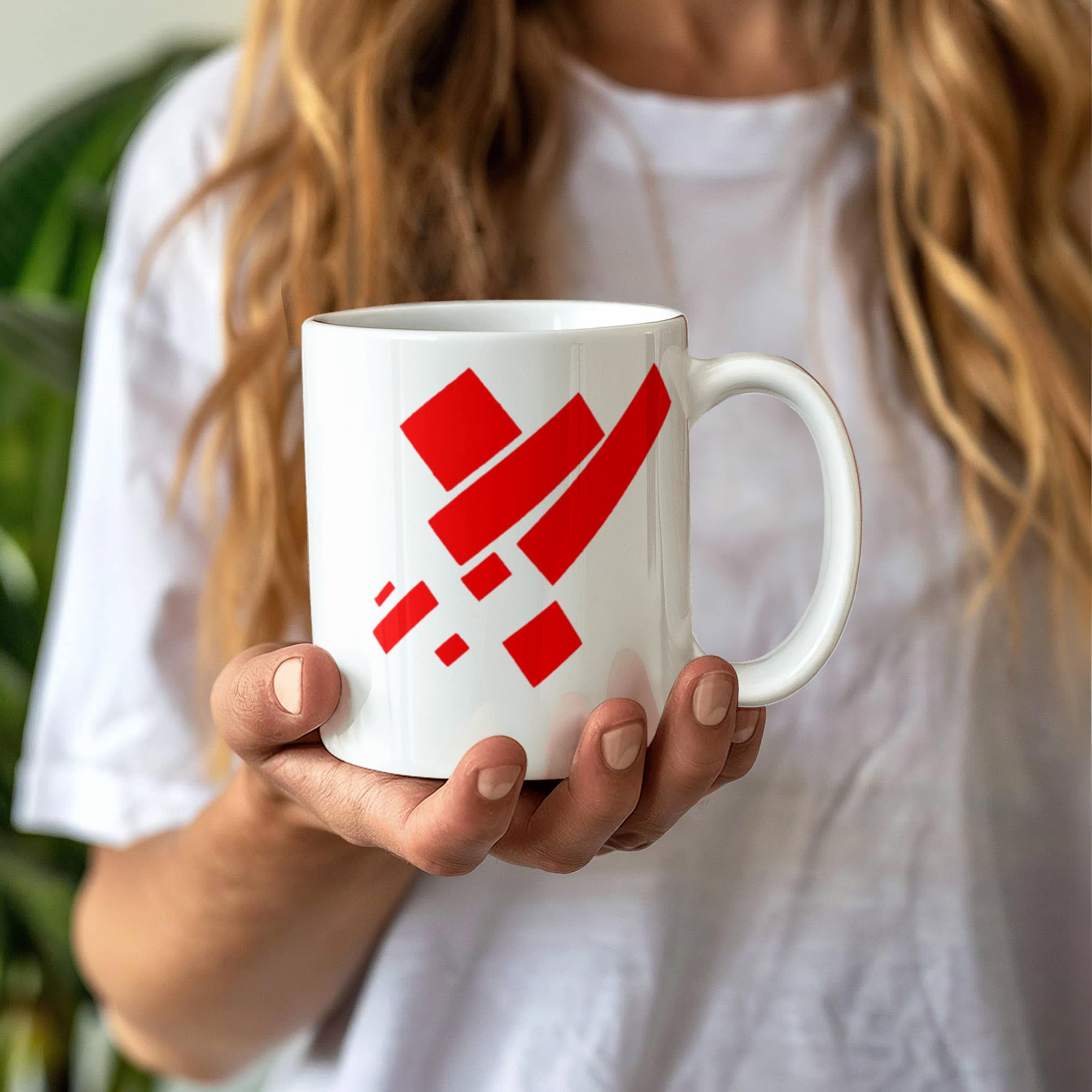 Suprematist Painting: Eight Red Rectangles (1915) on a white mug