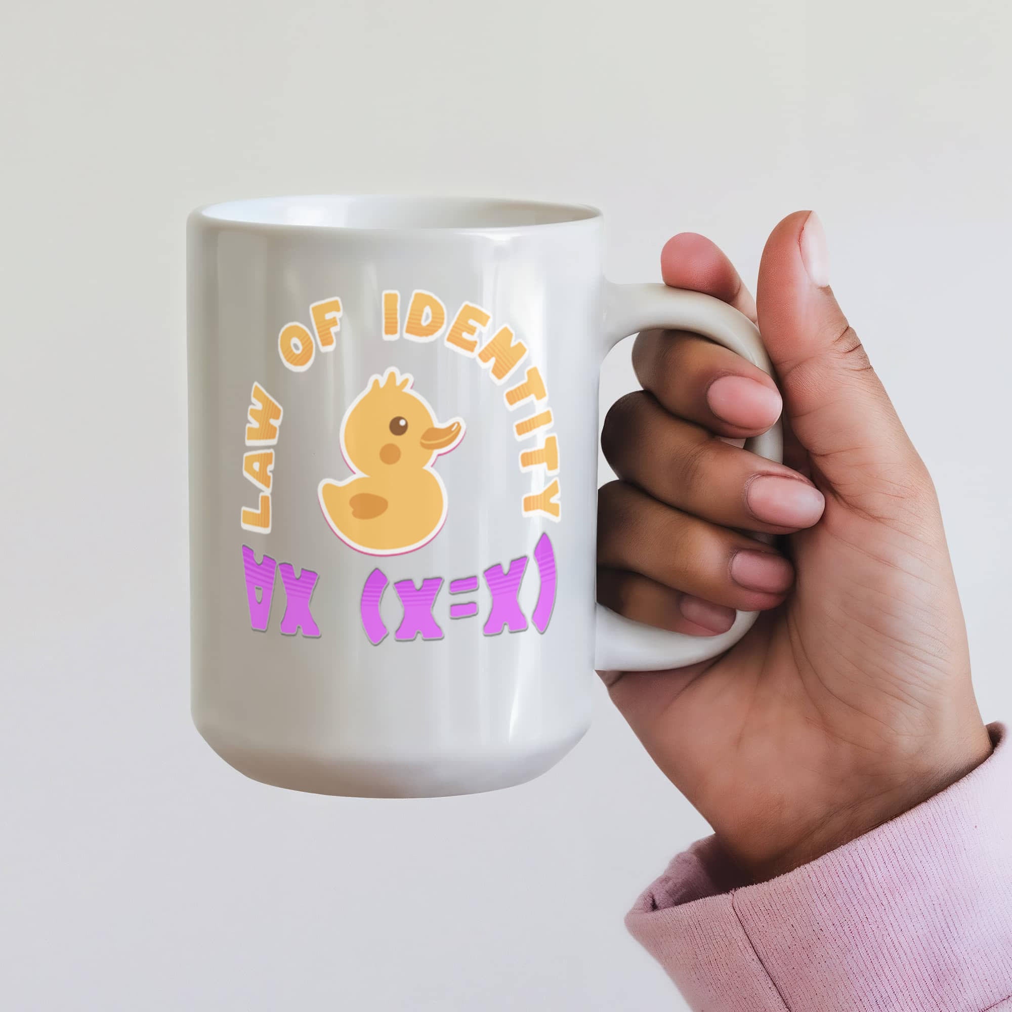 Law of Identity Duckie on a mug