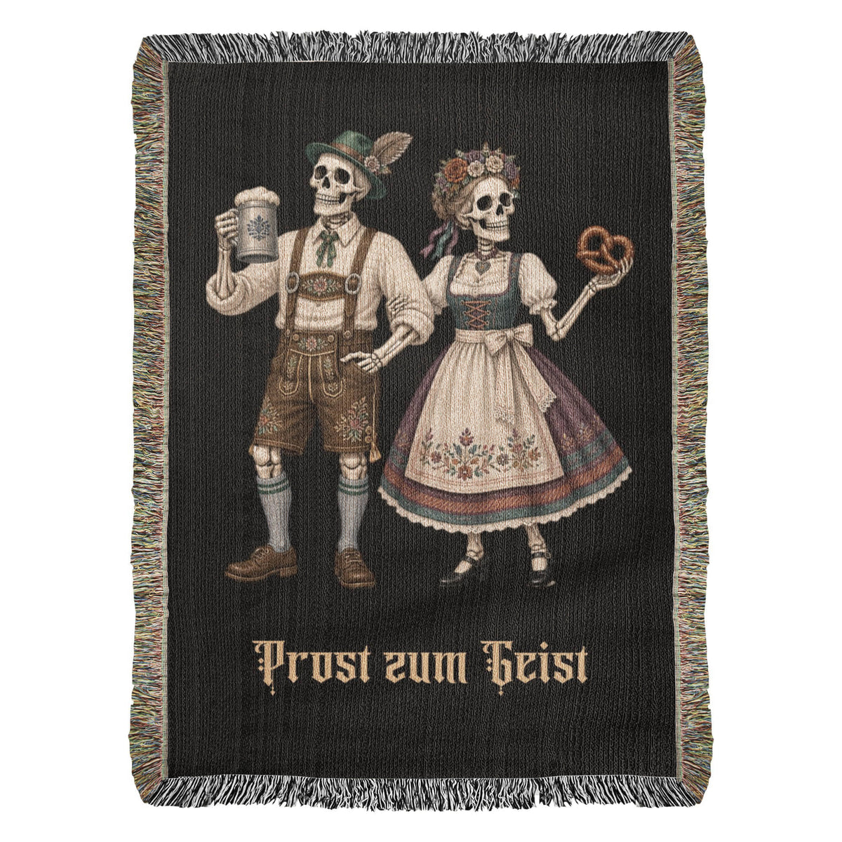 Prost zum Geist Skeleton Oktoberfest Woven Blanket