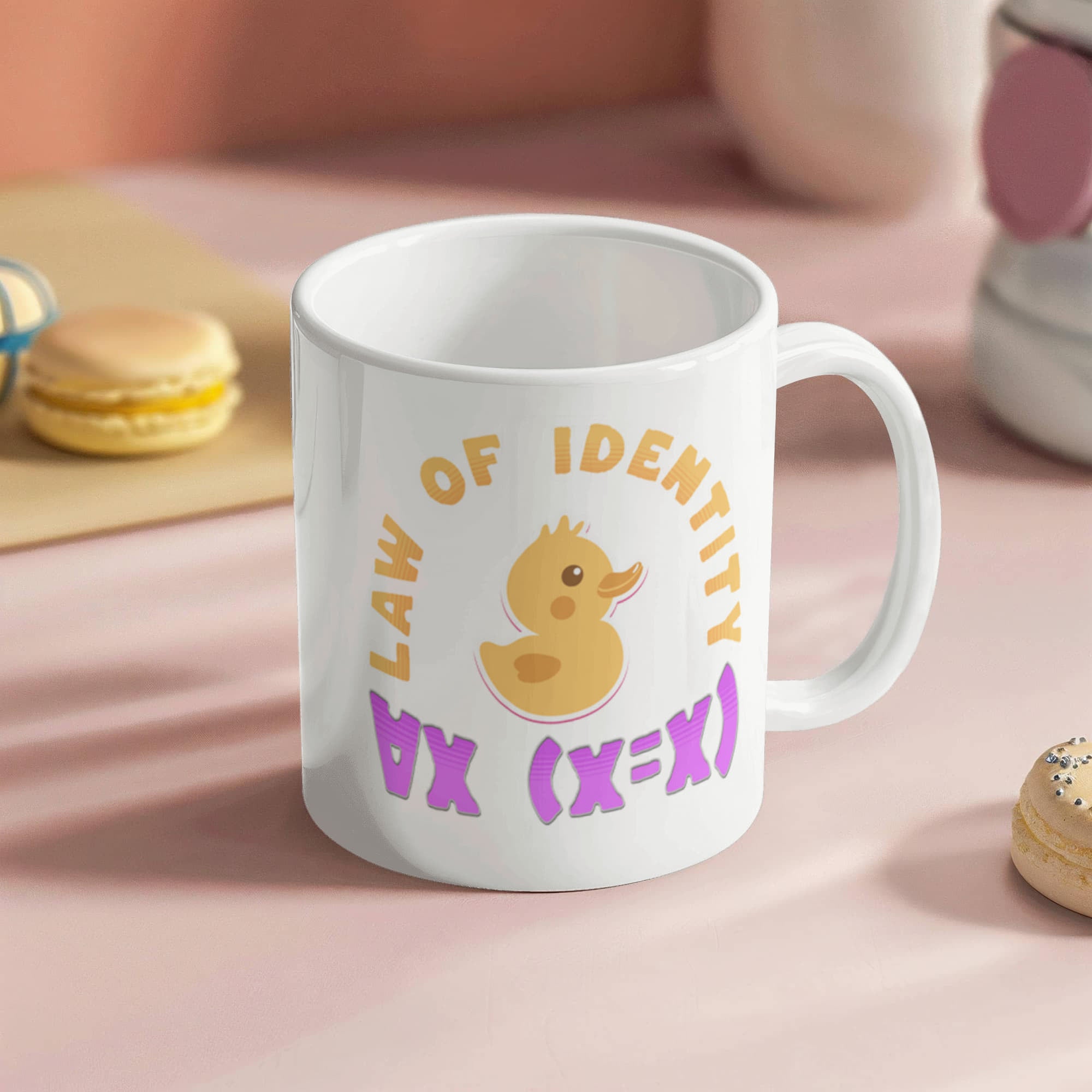 Law of Identity Duckie on a mug