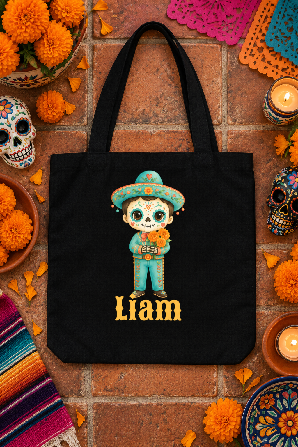 Personalized Catrín Boy Trick-or-Treat Tote Bag