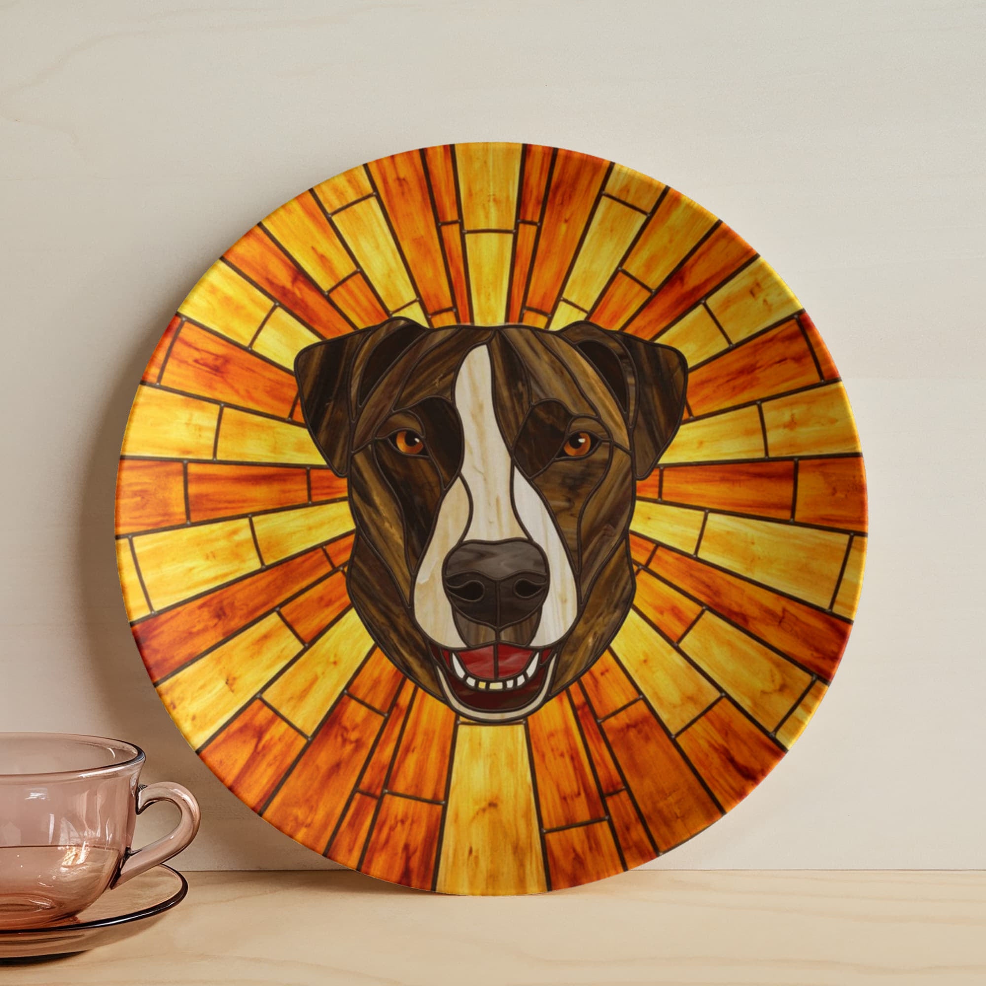 Stained Glass Sunburst Pet Portrait - 10” Plate