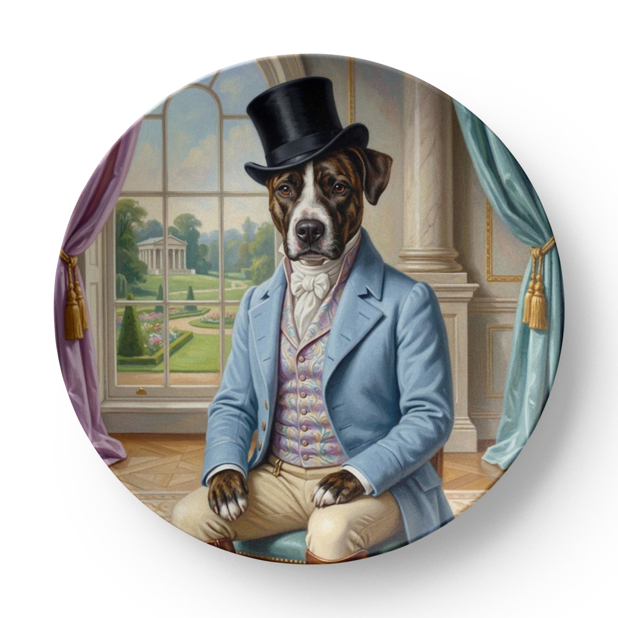 Regency Era Pet Portrait in Gentlemen's Attire - 10” Plate