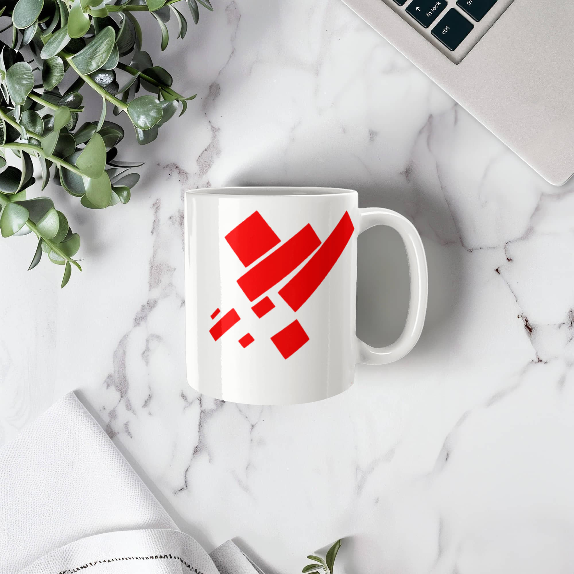 Suprematist Painting: Eight Red Rectangles (1915) on a white mug
