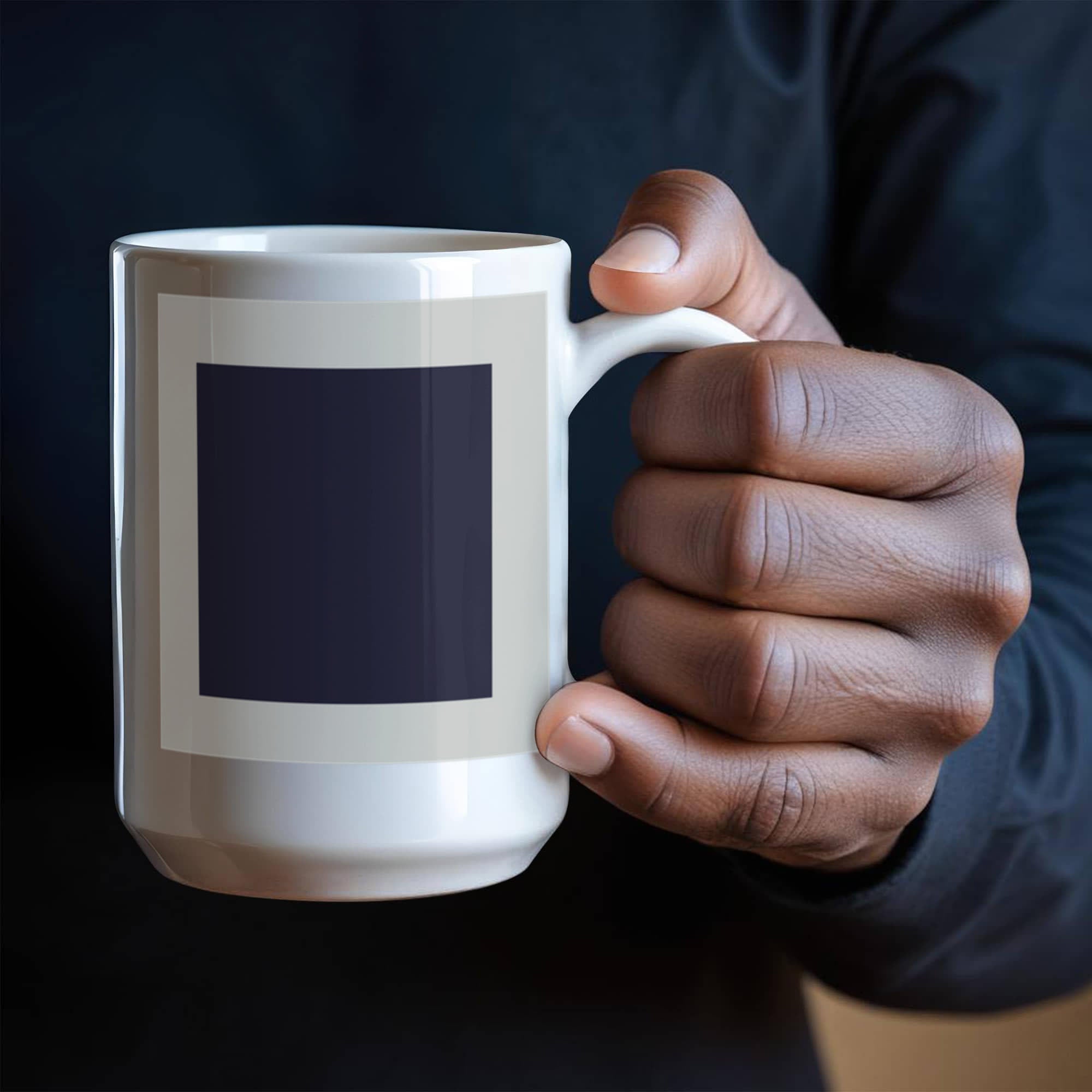 Black Suprematic Square (1915) on a white mug