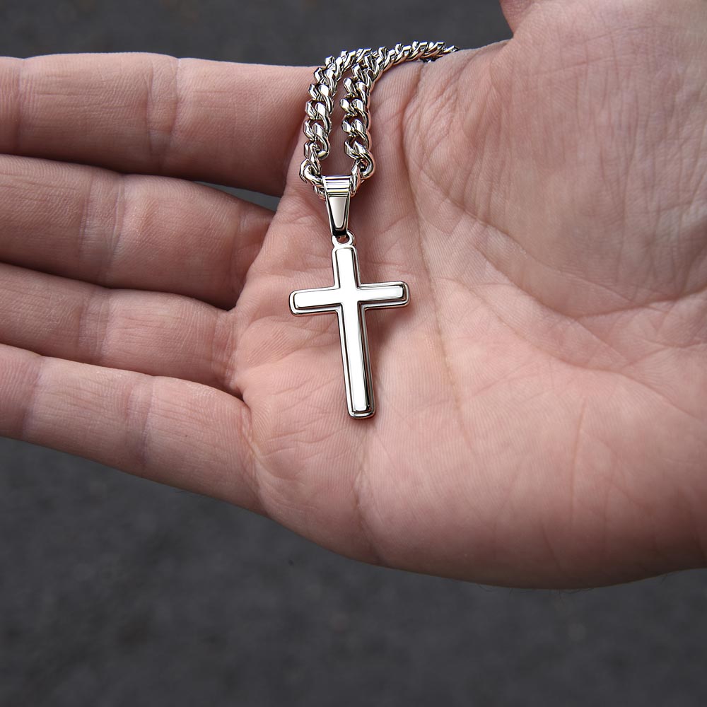 Even though i walk through the darkest valley, . . . - Psalms 23:4 - Cross with a Cuban Link Necklace