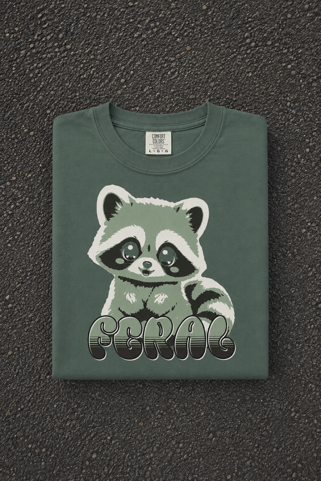 Feral Raccoon Shirt - Blue Spruce