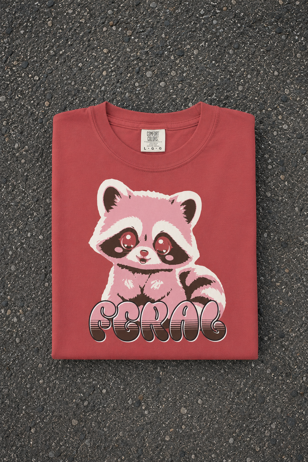 Feral Raccoon Shirt - Crimson