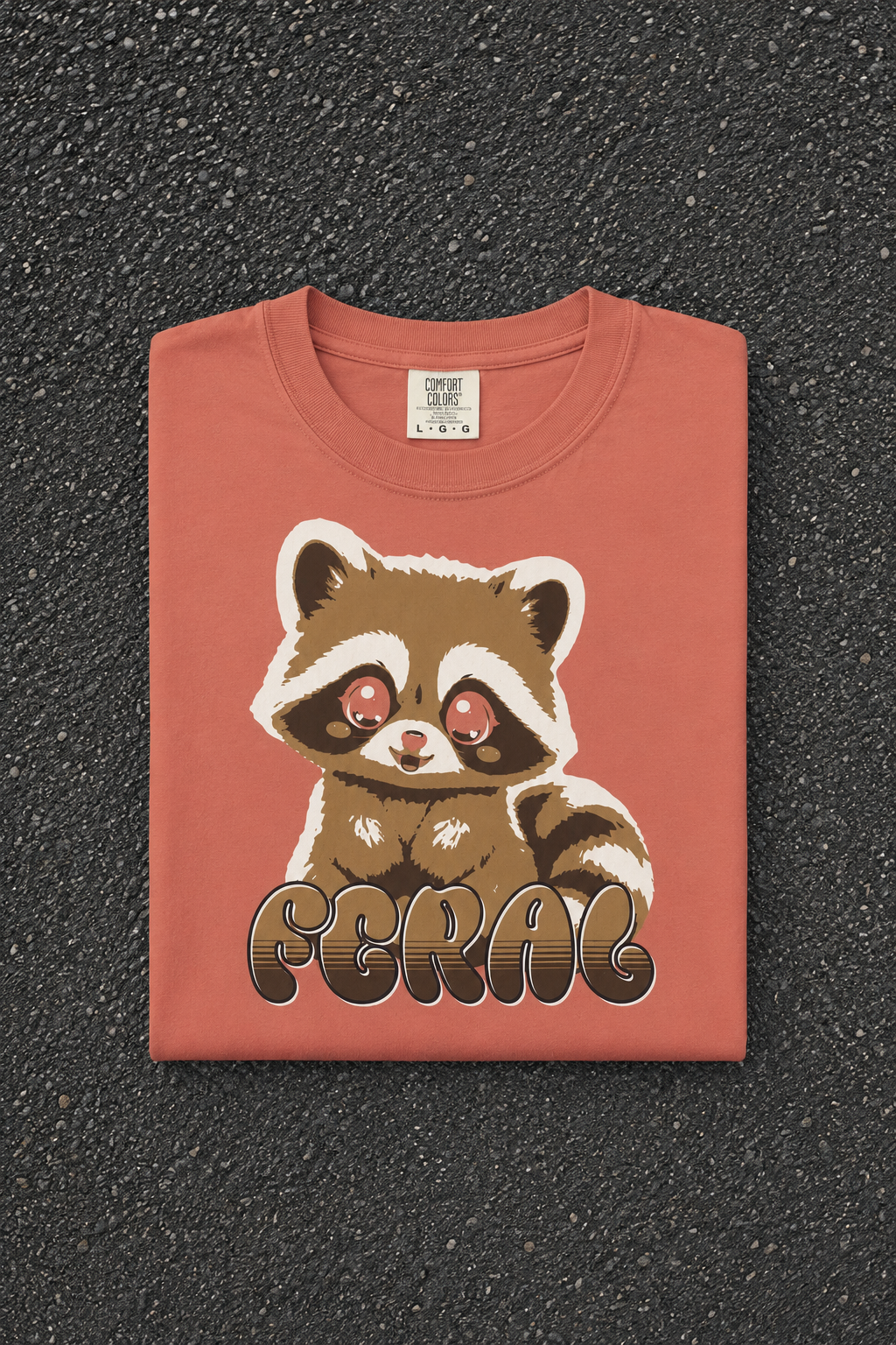Feral Raccoon Shirt - Terracotta