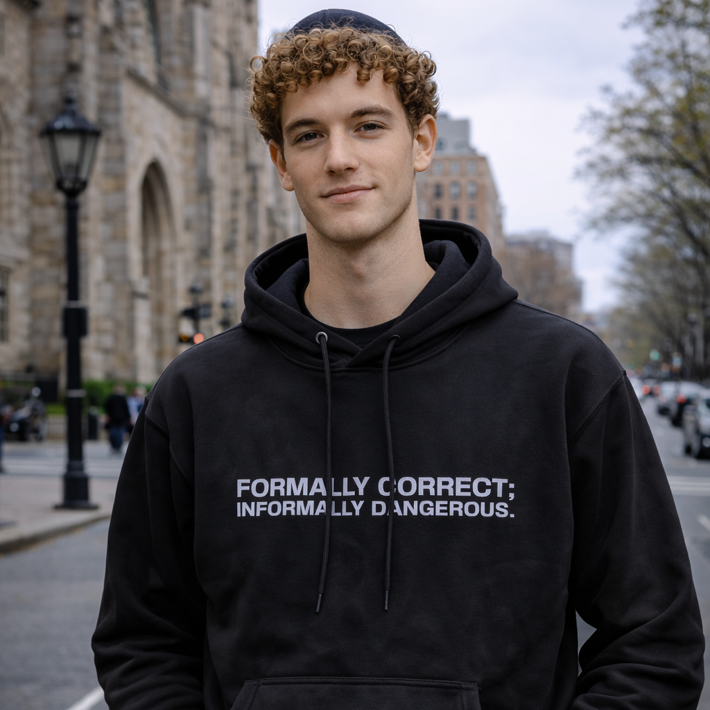 Formally Correct; Informally Dangerous Hoodie — Flawless Logic, Risky Execution
