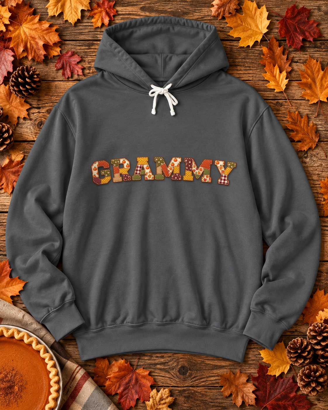 Personalized Grandma Hoodie | Pumpkin Spice Patchwork Sweatshirt in 4 Colors
