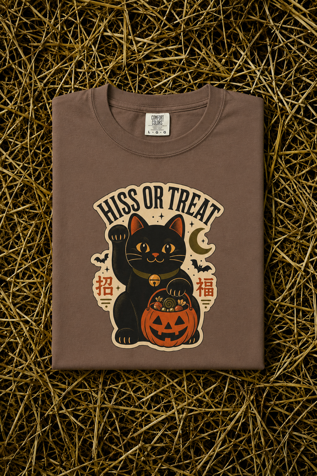 Hiss or Treat 2026 Black Cat Maneki-Neko Halloween T-Shirt - Espresso - Pinterest