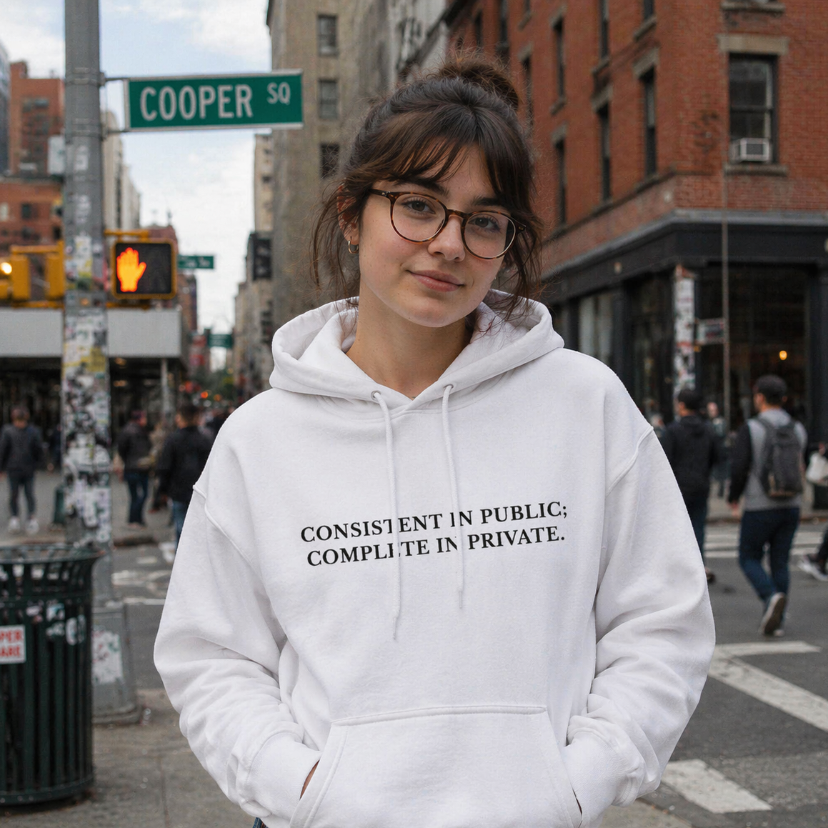 Consistent in Public; Complete in Private Hoodie — Practical Outdoor Gear with a Hidden Edge