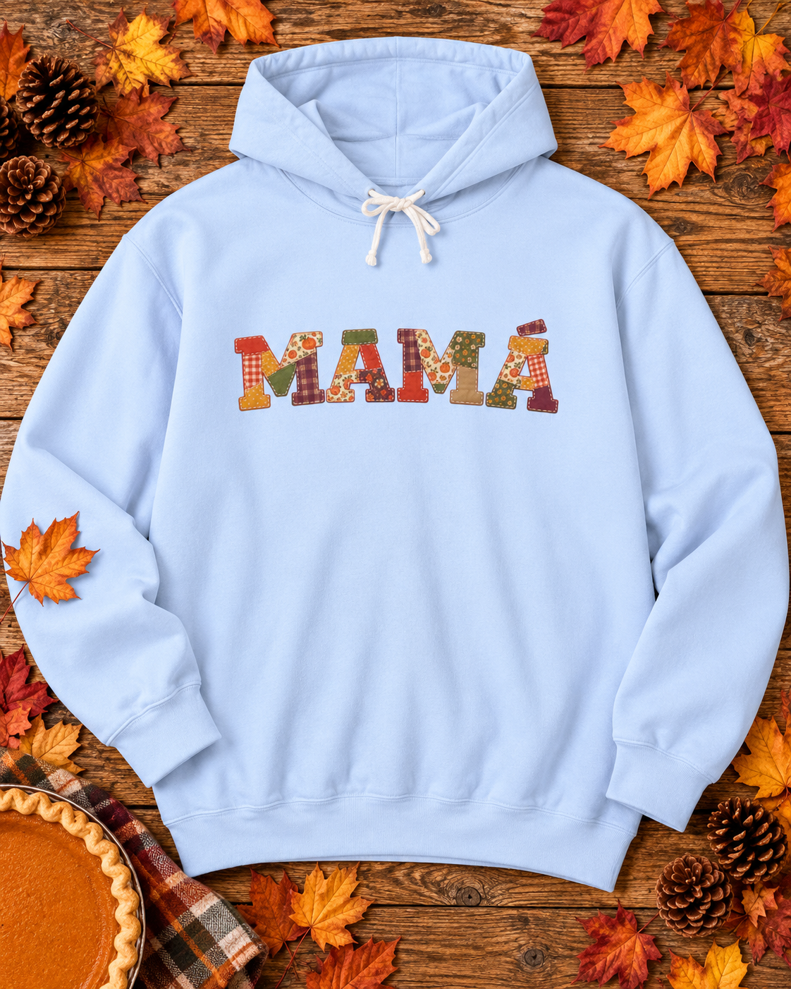Personalized Mamá Hoodie | Mami, Madre, Mutti & More | Patchwork Sweatshirt