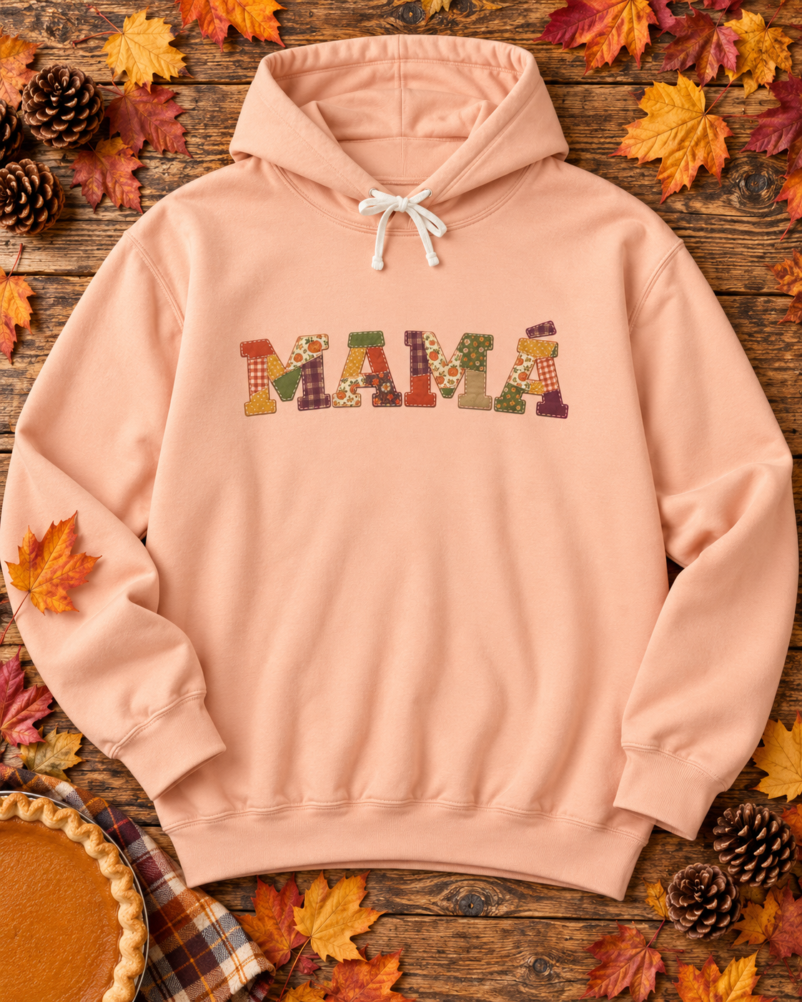 Personalized Mamá Hoodie | Mami, Madre, Mutti & More | Patchwork Sweatshirt