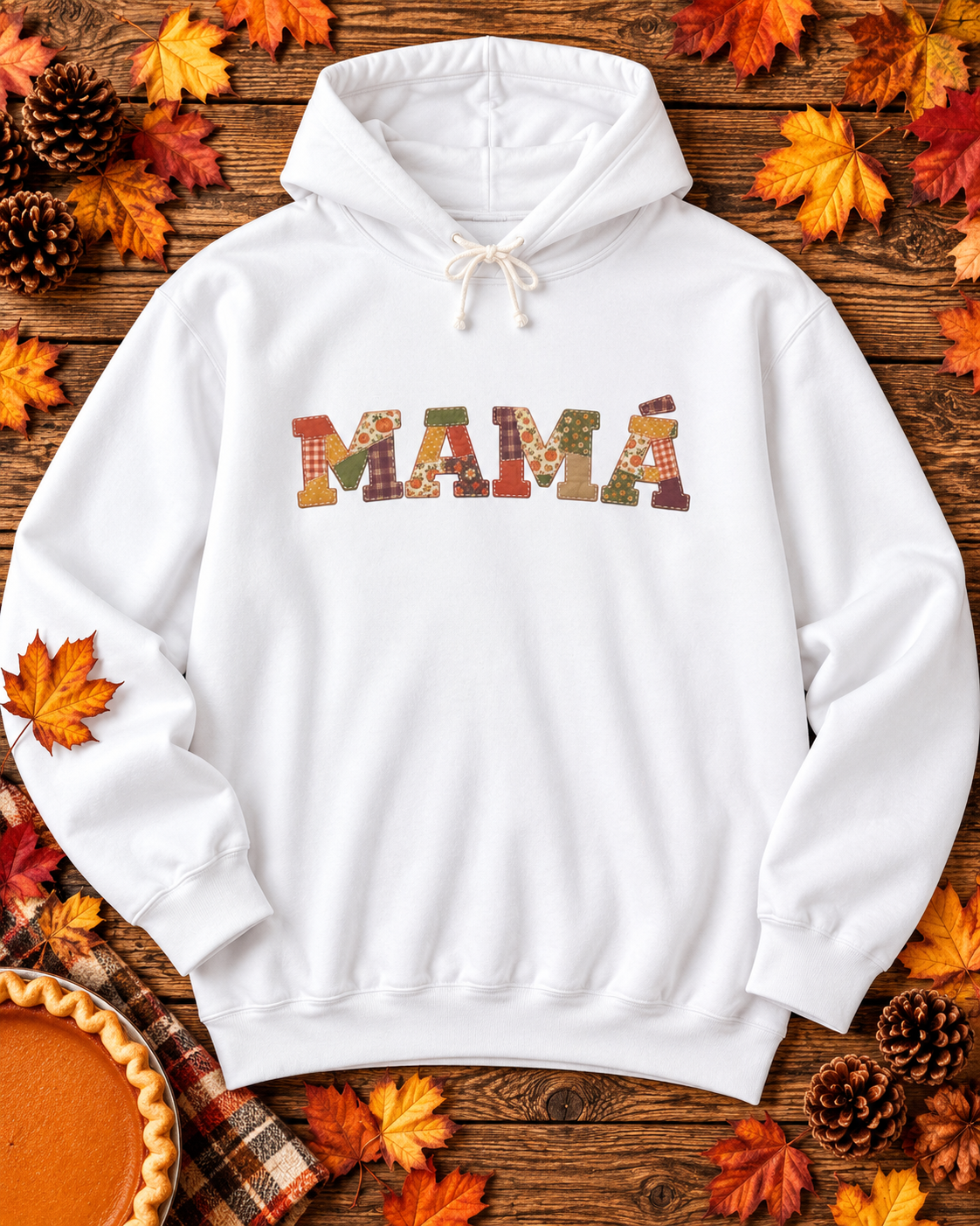 Personalized Mamá Hoodie | Mami, Madre, Mutti & More | Patchwork Sweatshirt