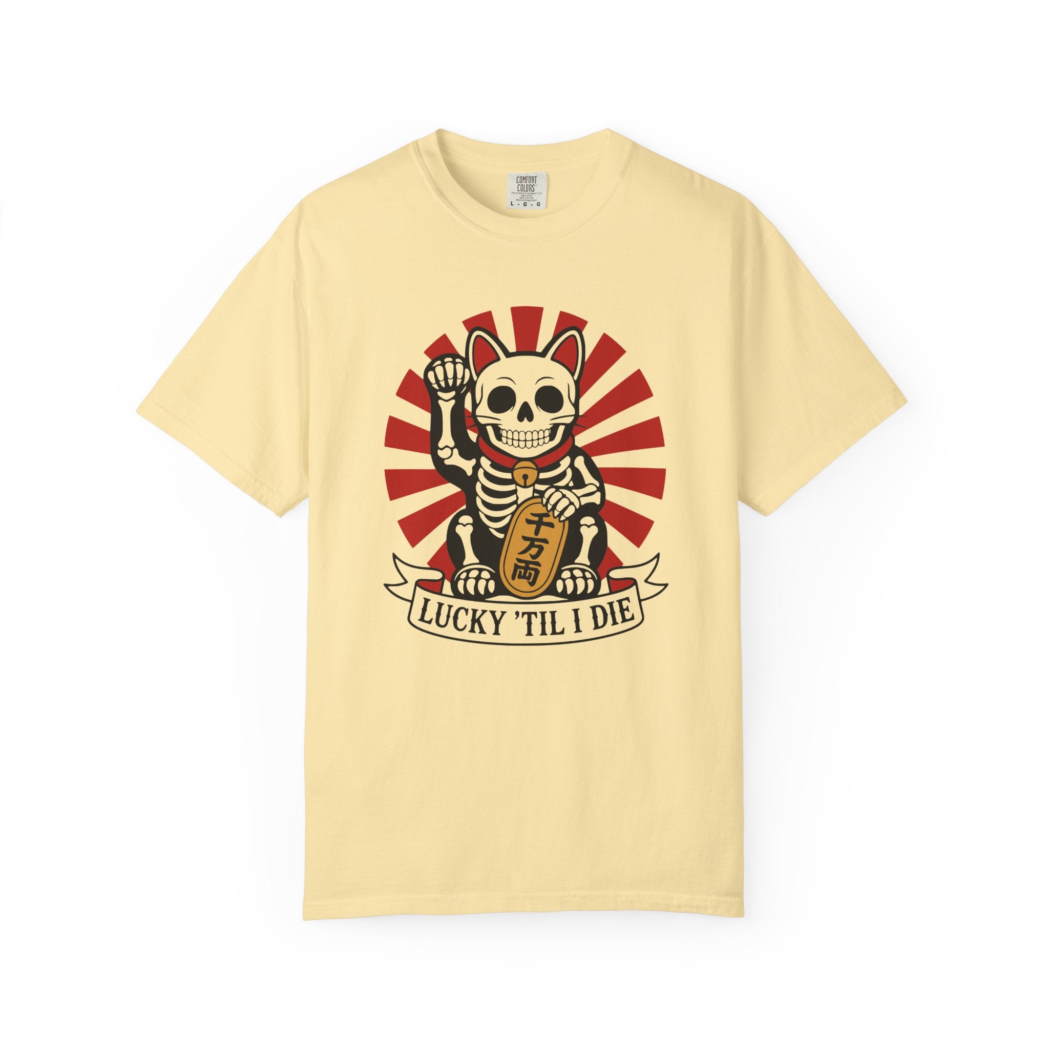 Maneki-Neko Skeleton Halloween T-Shirt | 2026 | Unisex Garment-Dyed T-shirt