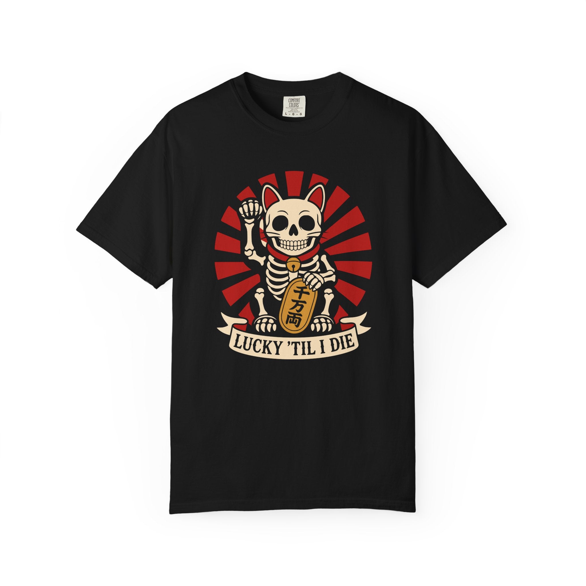 Maneki-Neko Skeleton Halloween T-Shirt | 2026 | Unisex Garment-Dyed T-shirt