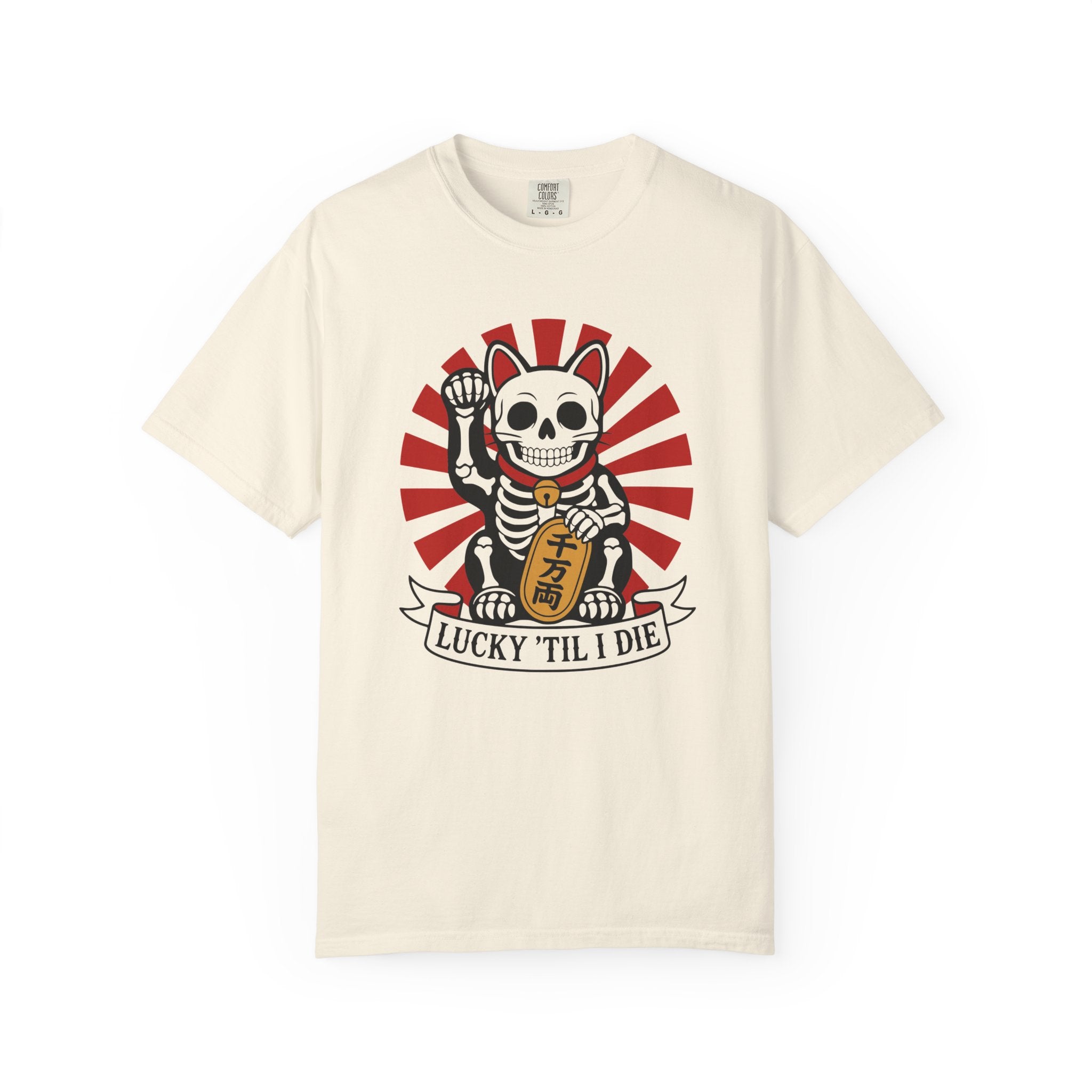 Maneki-Neko Skeleton Halloween T-Shirt | 2026 | Unisex Garment-Dyed T-shirt