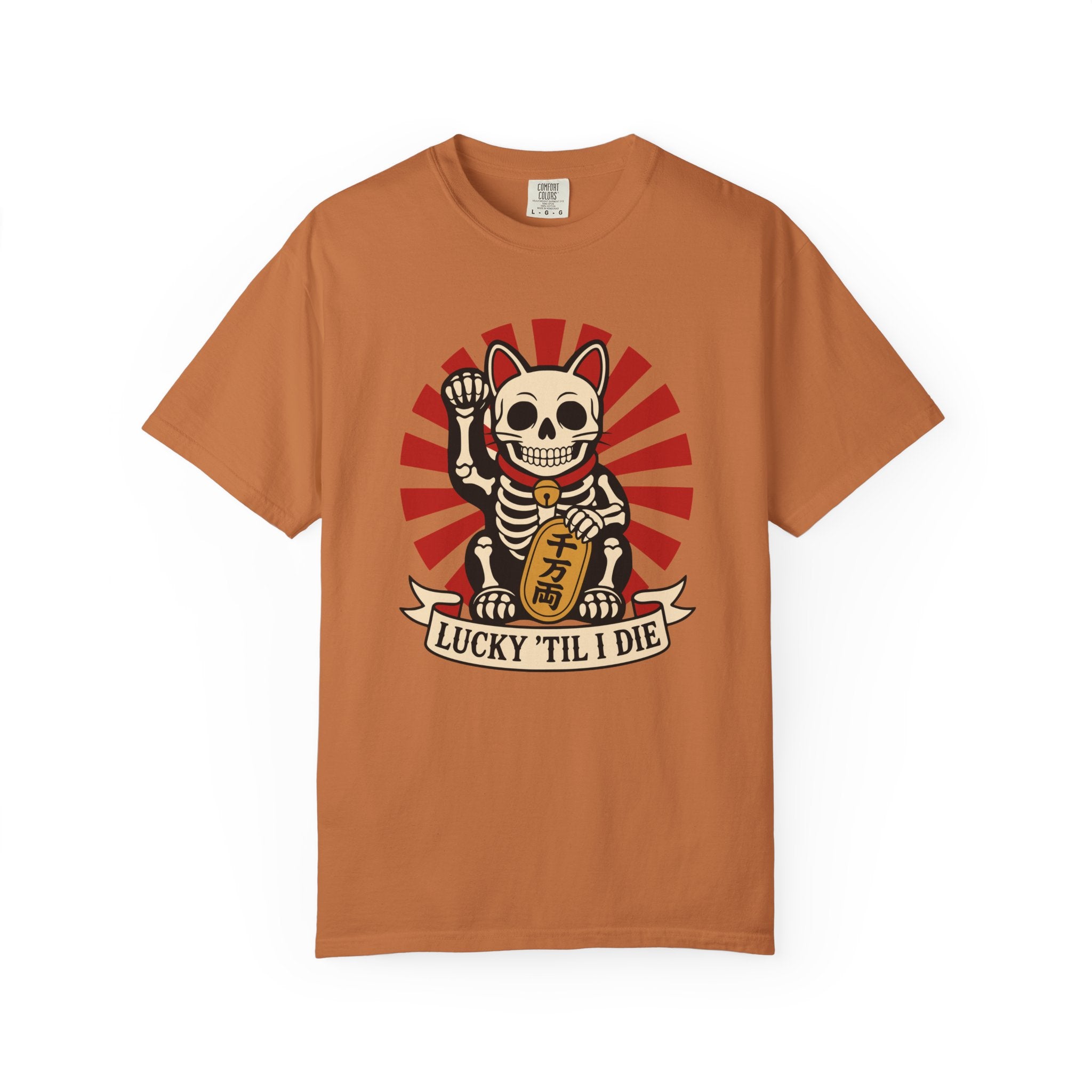Maneki-Neko Skeleton Halloween T-Shirt | 2026 | Unisex Garment-Dyed T-shirt