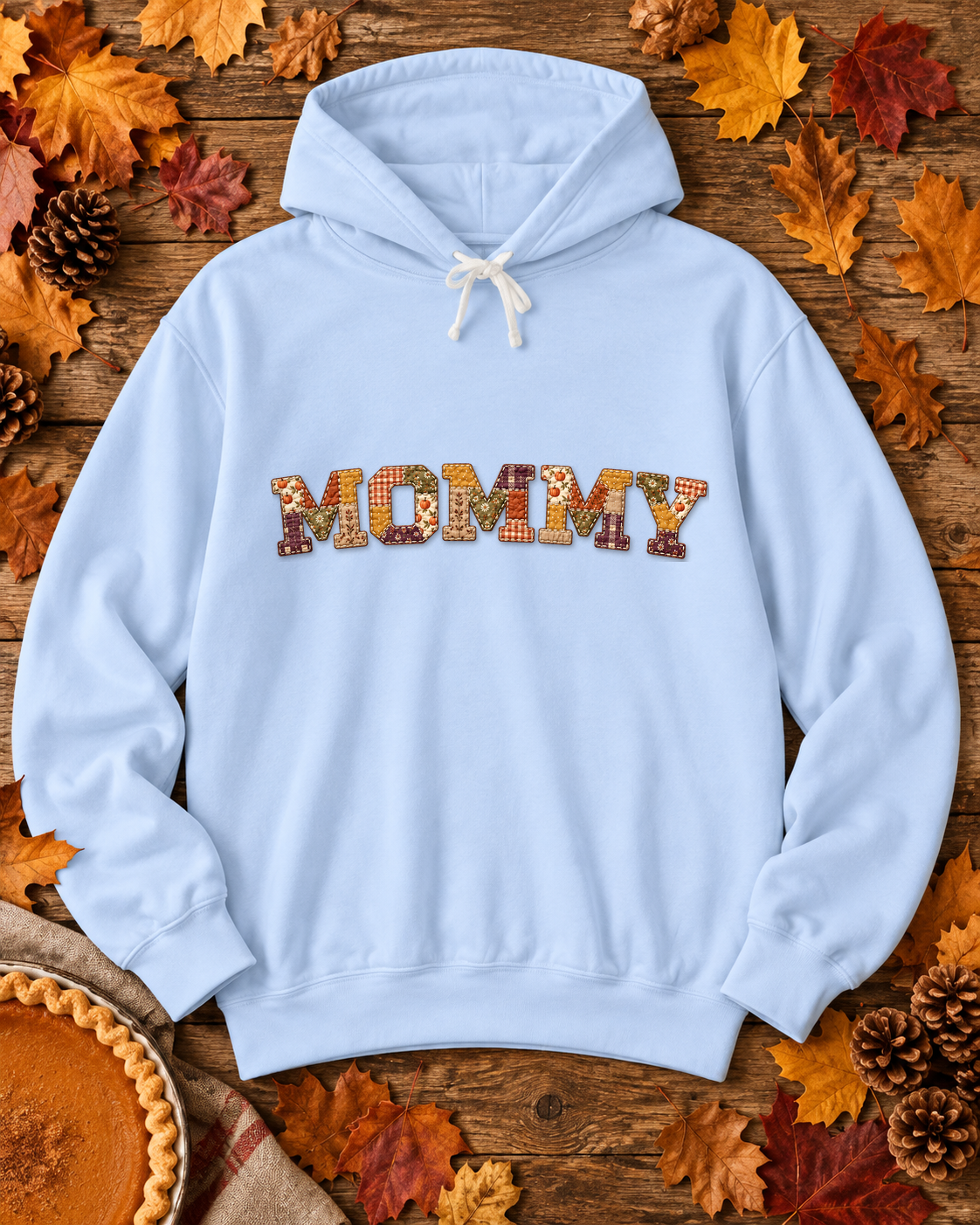 Personalized Mom Hoodie | Pumpkin Spice Patchwork Sweatshirt in 4 Colors