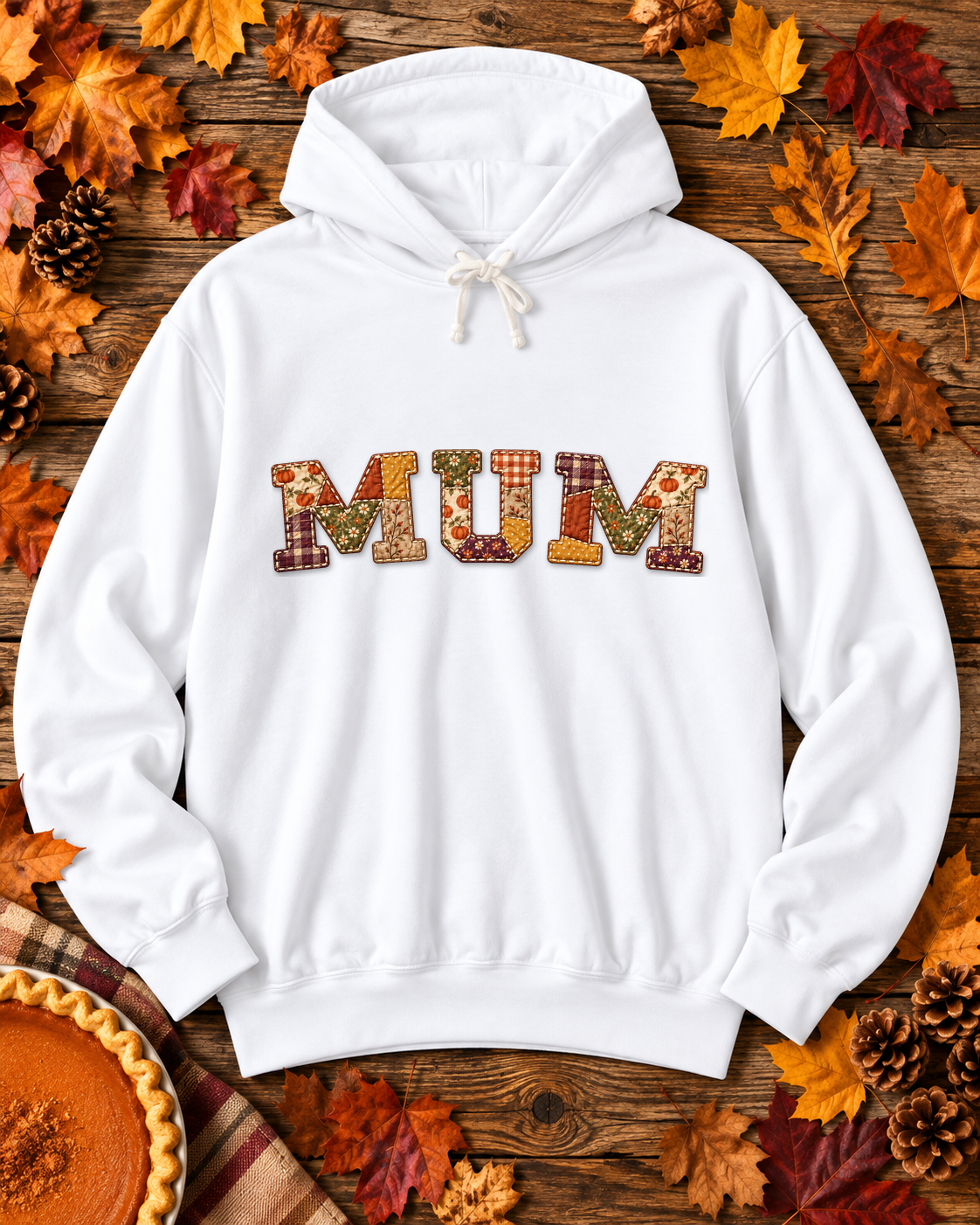 Personalized Mom Hoodie | Pumpkin Spice Patchwork Sweatshirt in 4 Colors