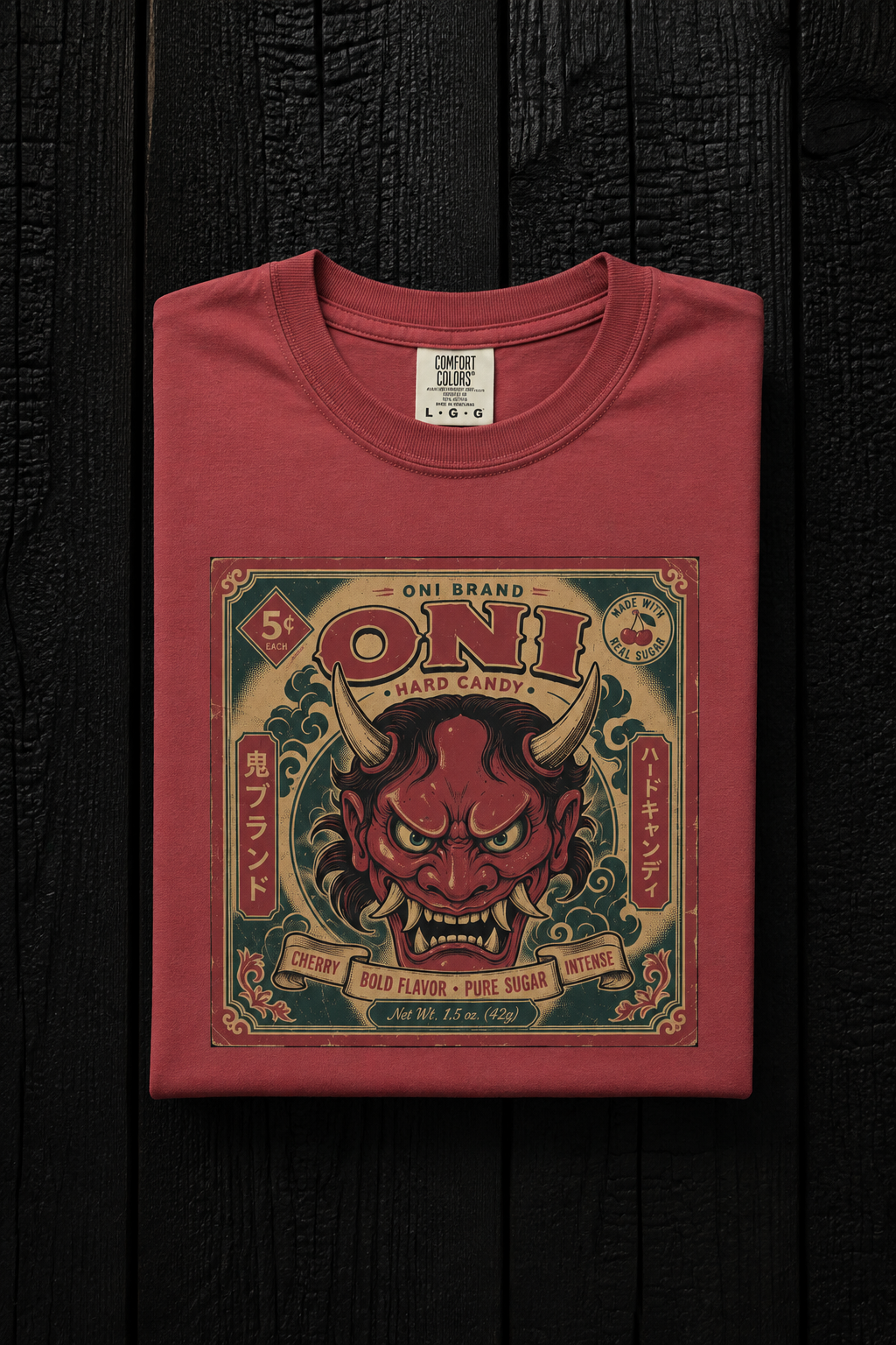Oni Hard Candy Devil Mask Tee - Crimson