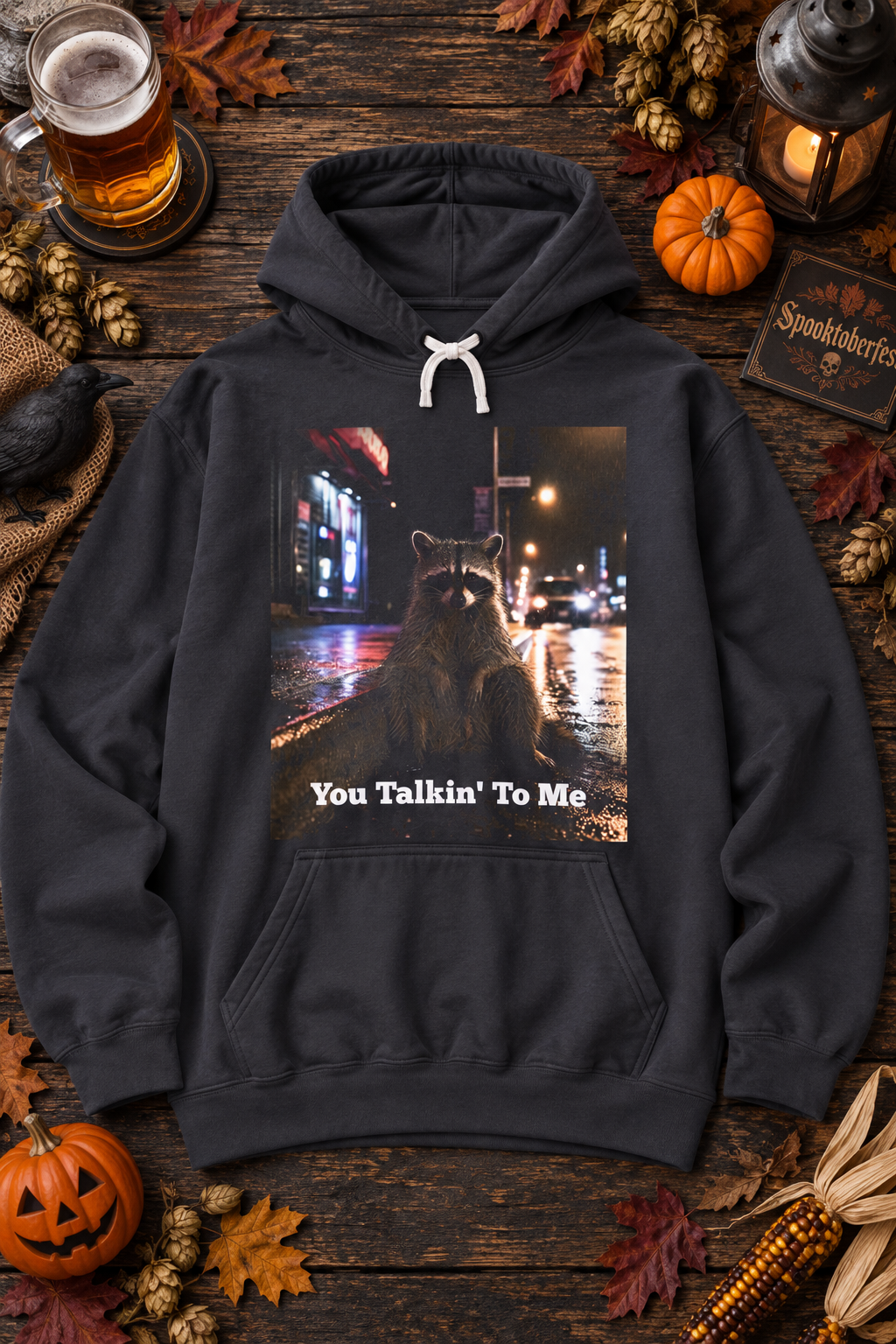 Funny Raccoon "You Talkin' To Me" Graphic Hoodie