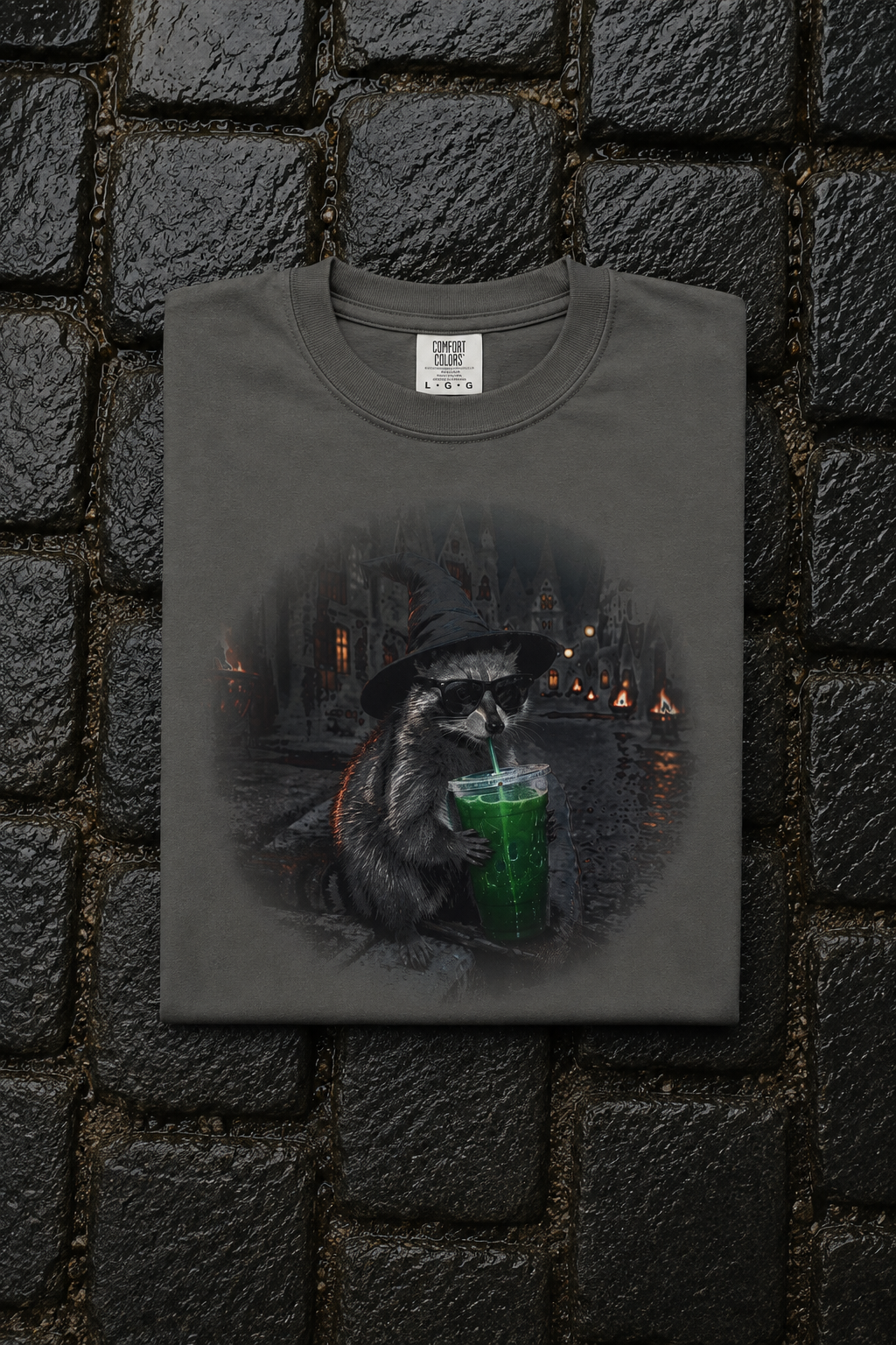 Witch Raccoon Halloween Tee - Pepper Pinterest mockup