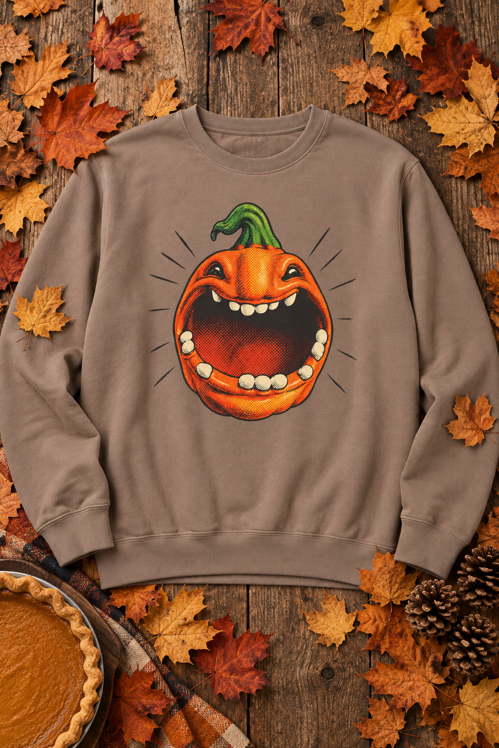Screamin' Jack-o'-Lantern Sweatshirt | Big Mouth Laughing Pumpkin Halloween Crewneck