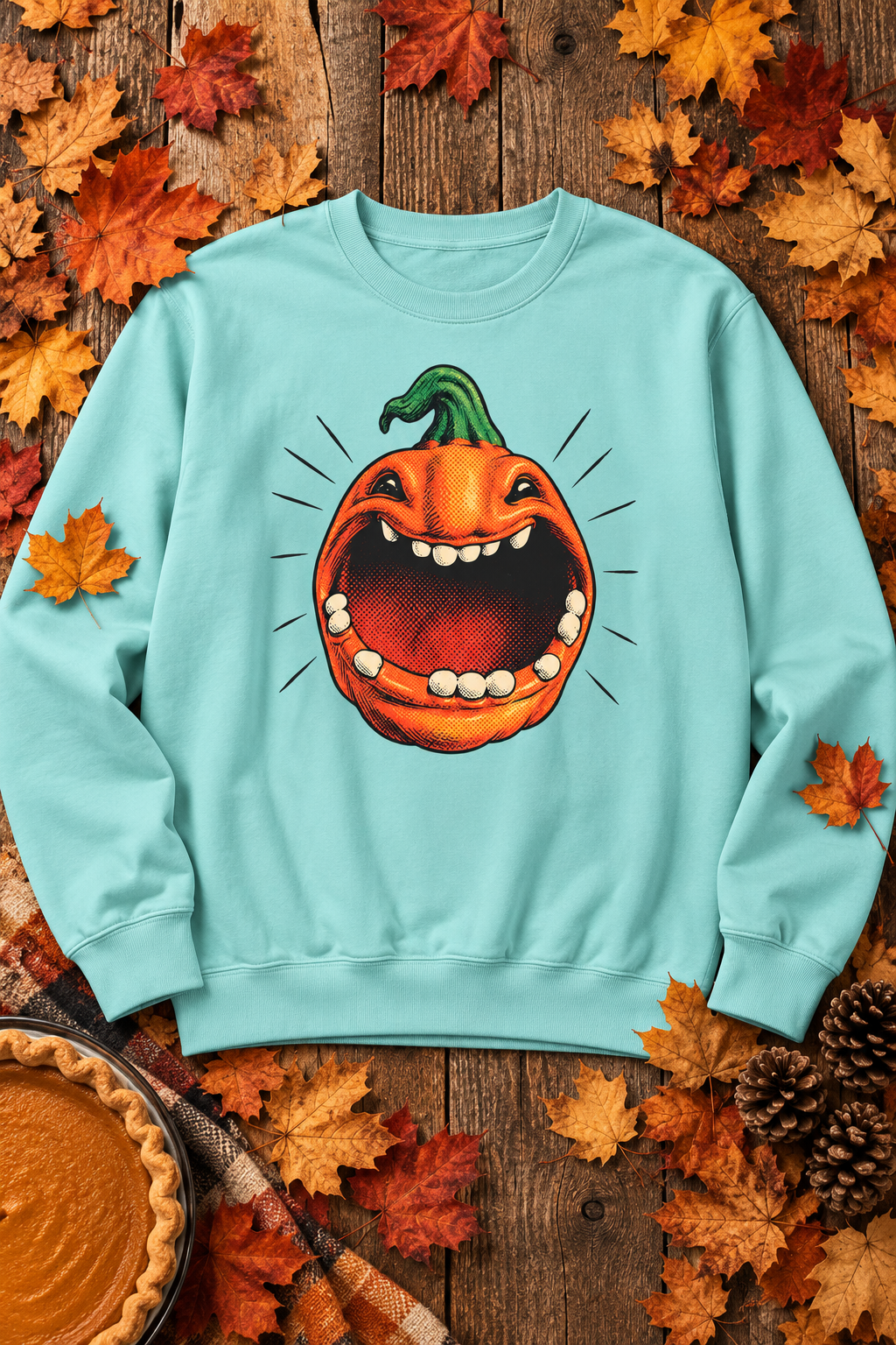 Screamin' Jack-o'-Lantern Sweatshirt | Big Mouth Laughing Pumpkin Halloween Crewneck