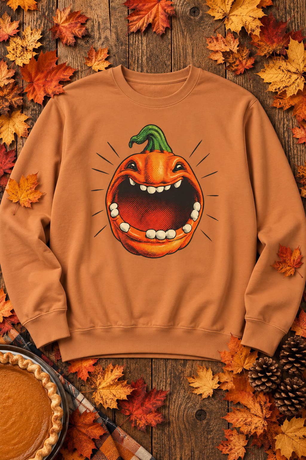 Screamin' Jack-o'-Lantern Sweatshirt | Big Mouth Laughing Pumpkin Halloween Crewneck