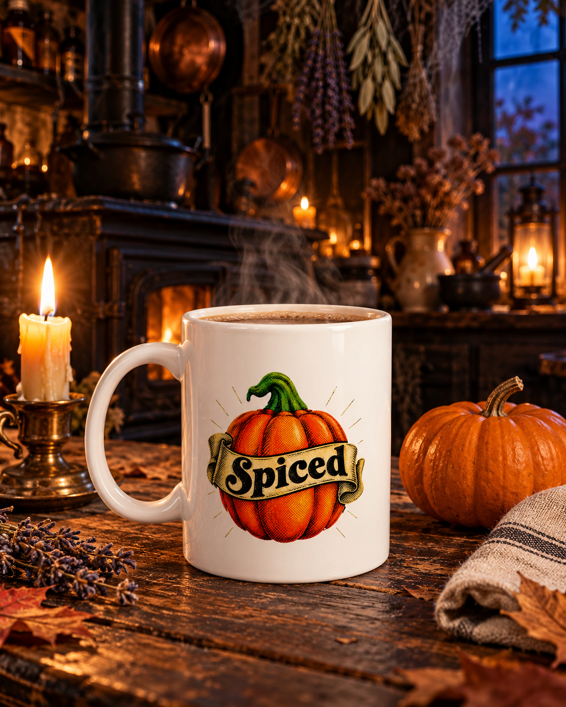 Spiced Pumpkin Mug | Vintage Fall Pumpkin Coffee Mug