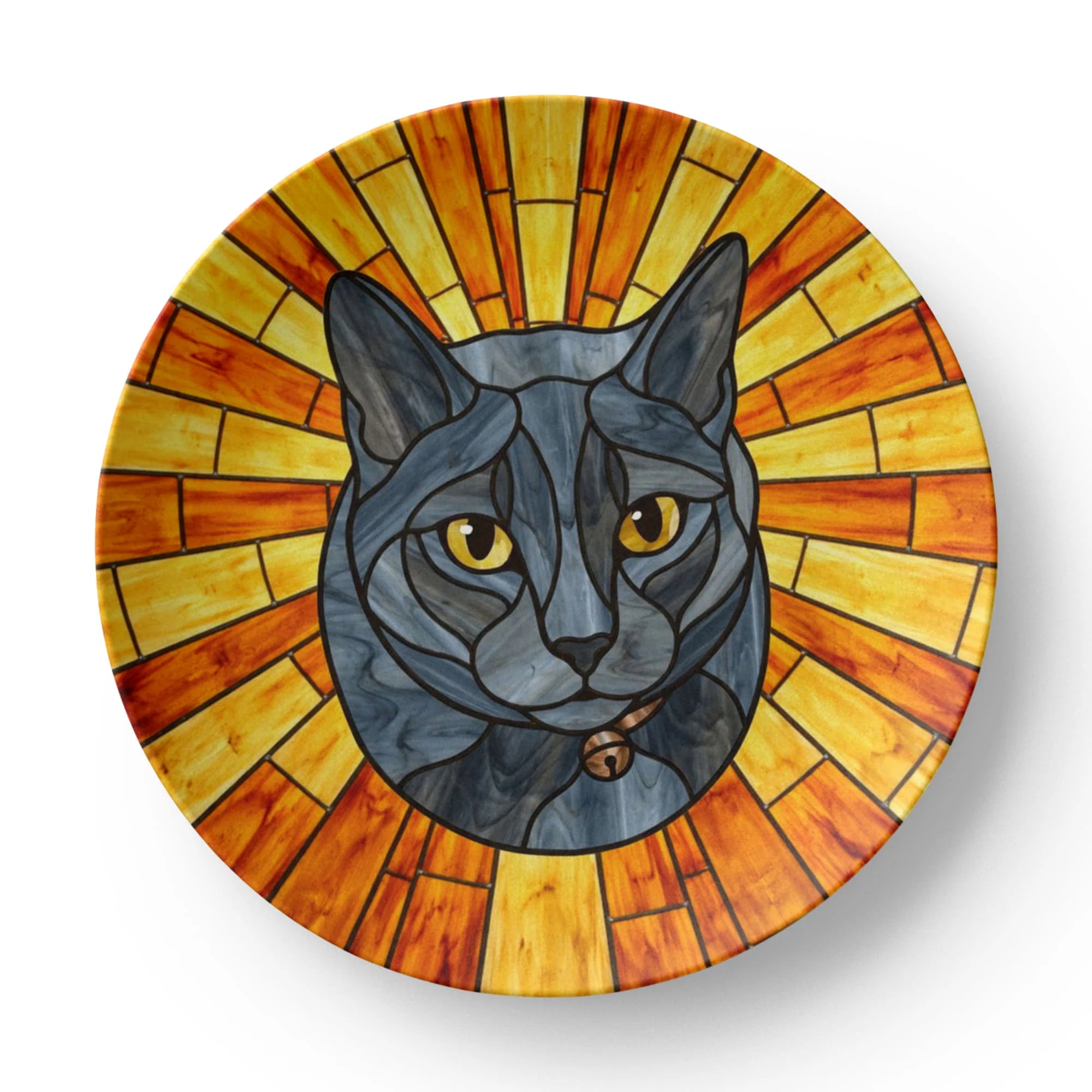 Stained Glass Sunburst Pet Portrait - 10” Plate