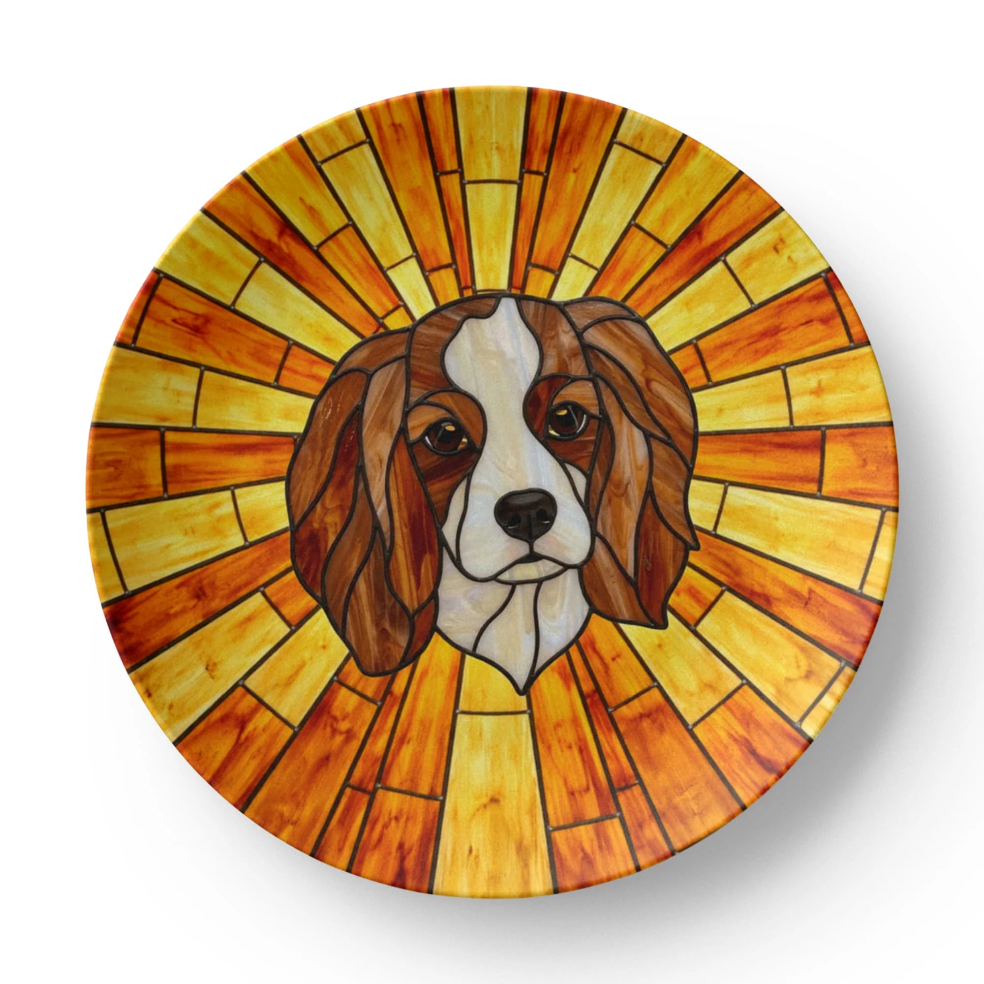 Stained Glass Sunburst Pet Portrait - 10” Plate