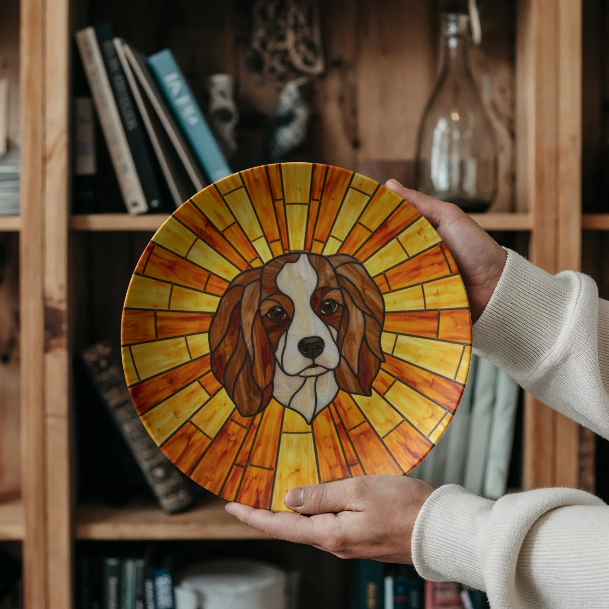 Stained Glass Sunburst Pet Portrait - 10” Plate