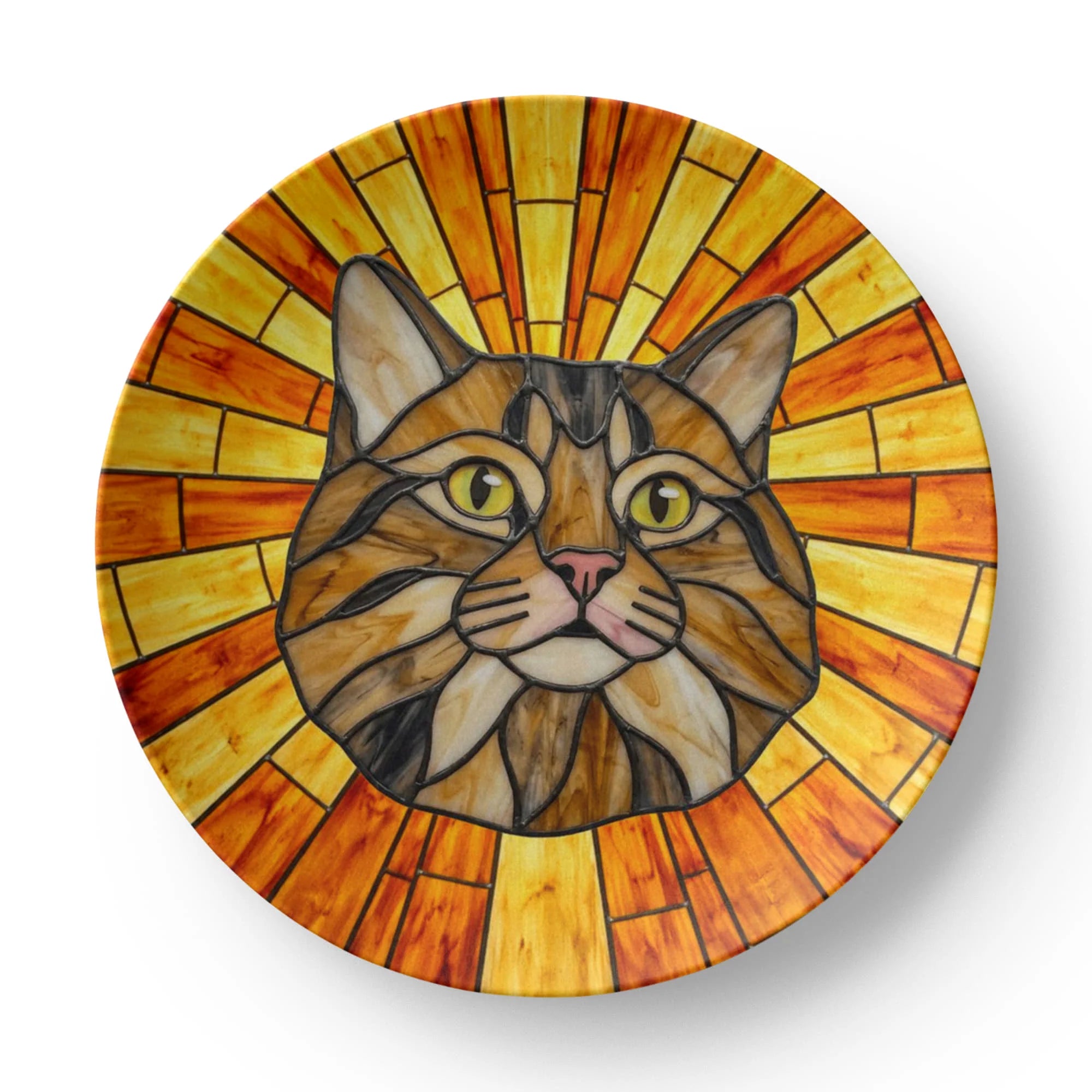 Stained Glass Sunburst Pet Portrait - 10” Plate