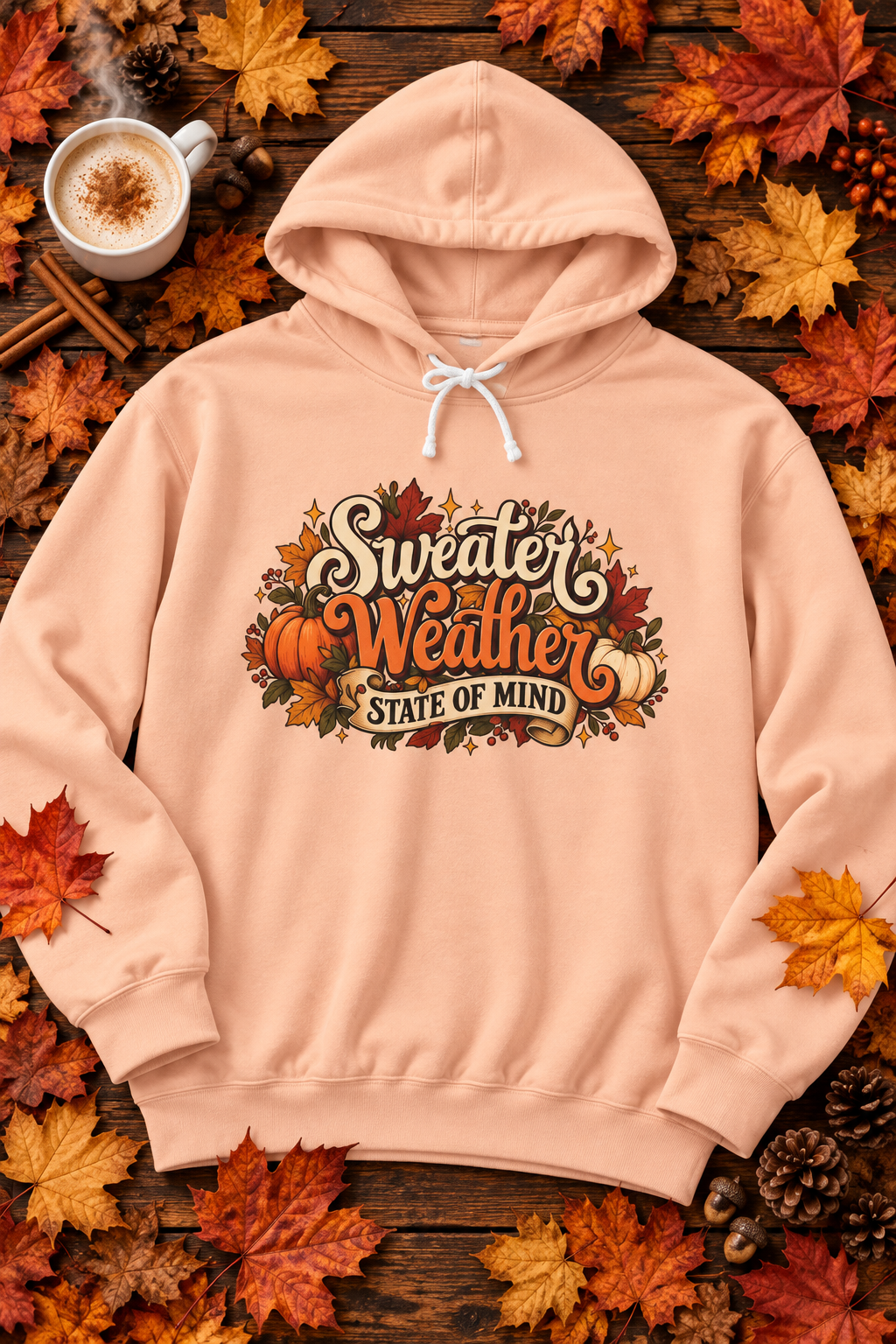 Sweater Weather State of Mind Hoodie — Vintage Fall Pumpkin Sweatshirt