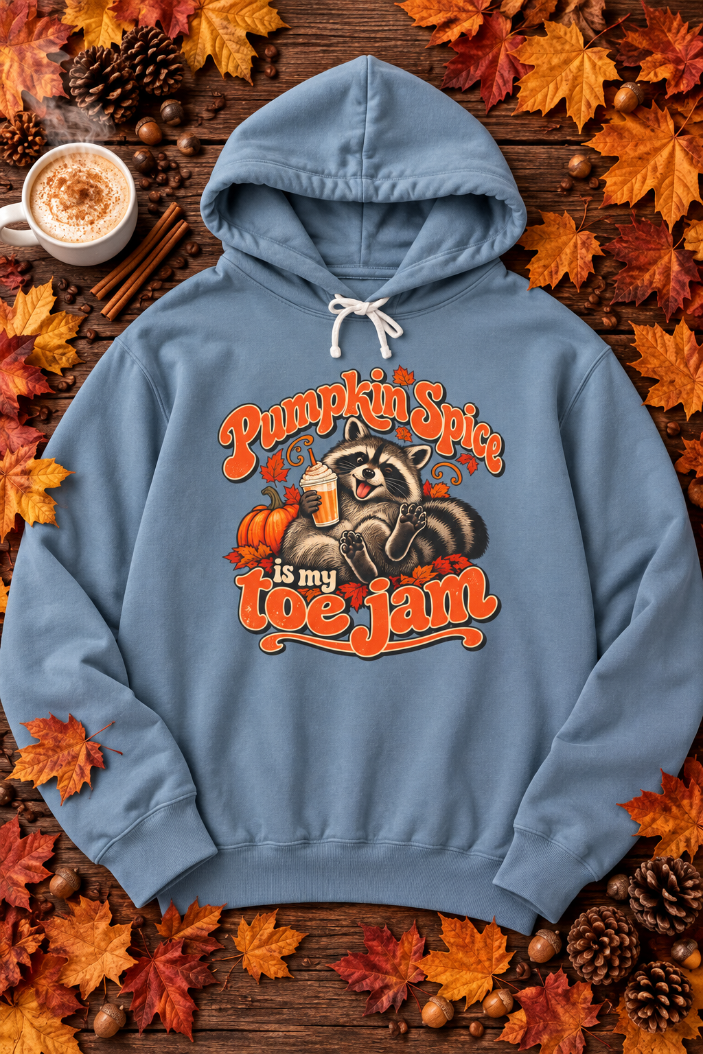 Pumpkin Spice Is My Toe Jam Raccoon Hoodie — Funny Fall Sweatshirt