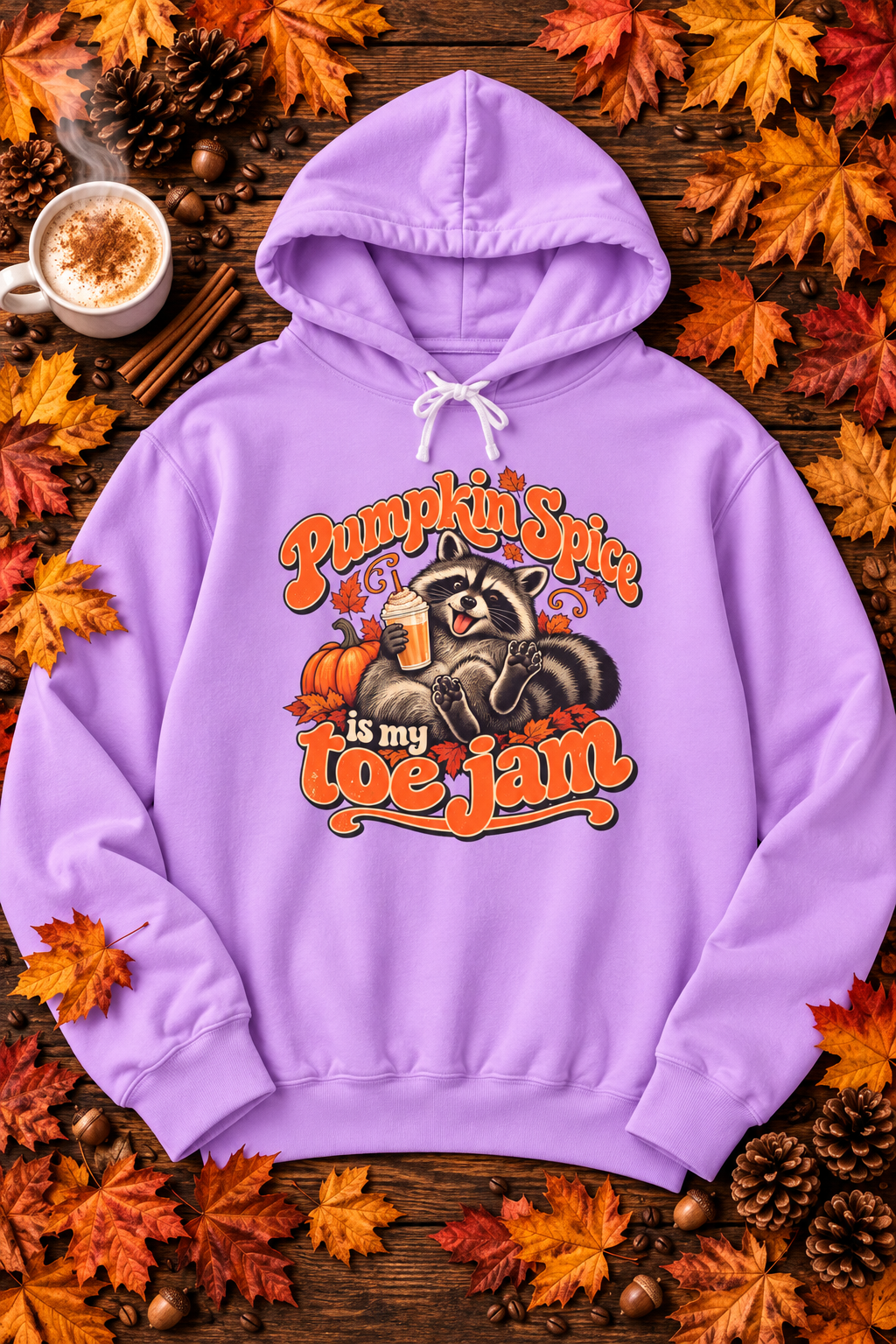Pumpkin Spice Is My Toe Jam Raccoon Hoodie — Funny Fall Sweatshirt