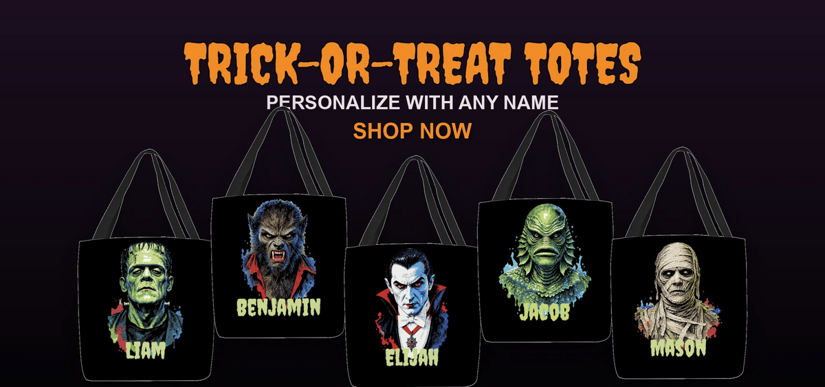 Trick-or-Treat Totes animated hero desktop