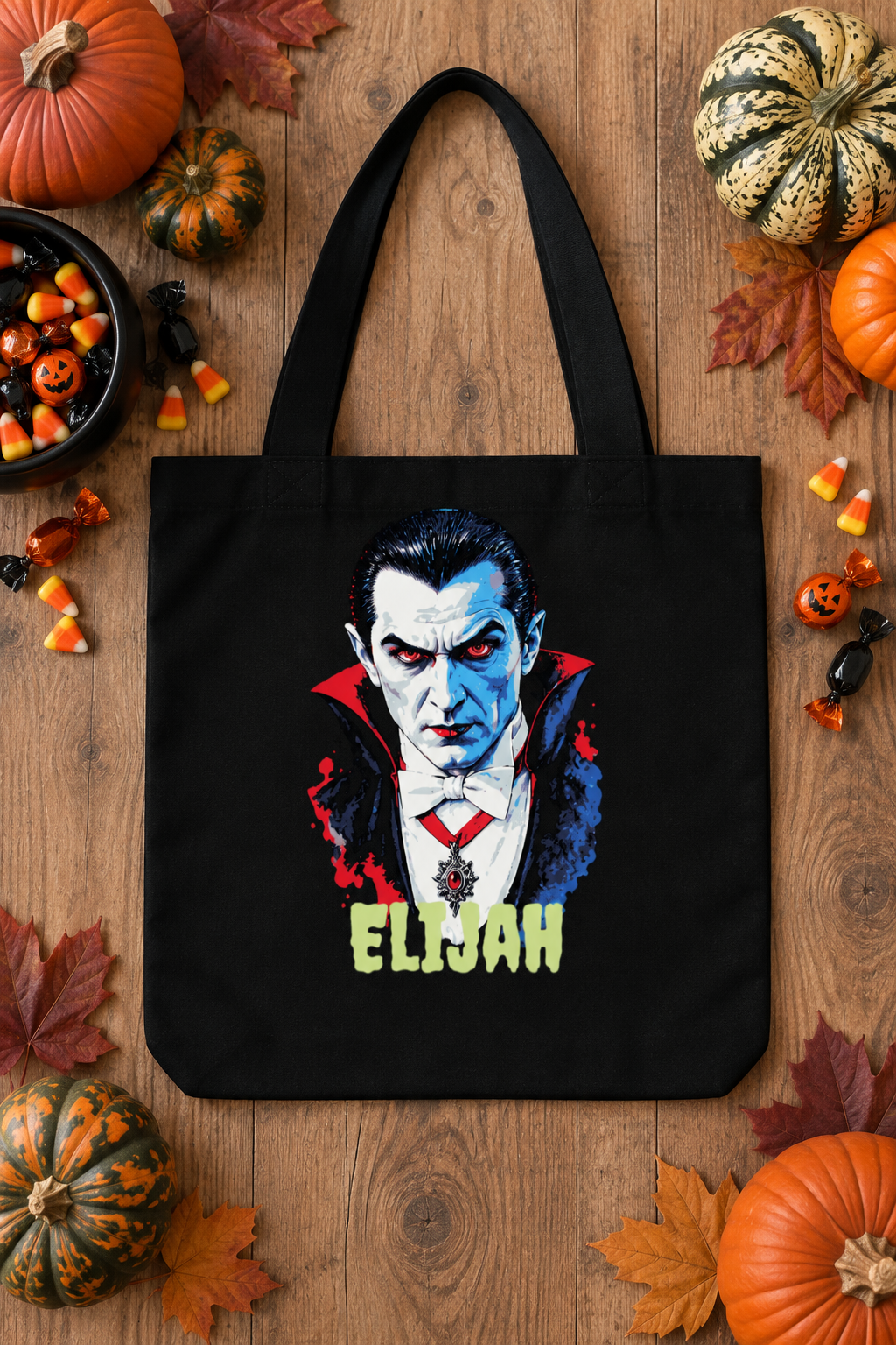 Personalized Vampire Trick-or-Treat Tote Bag