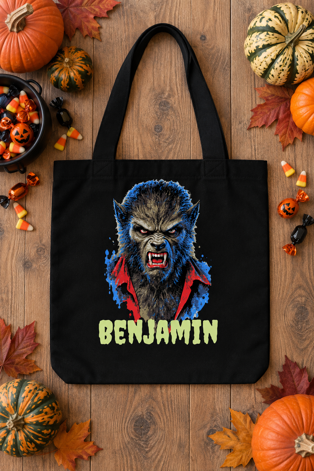 Personalized Werewolf Trick-or-Treat Tote Bag
