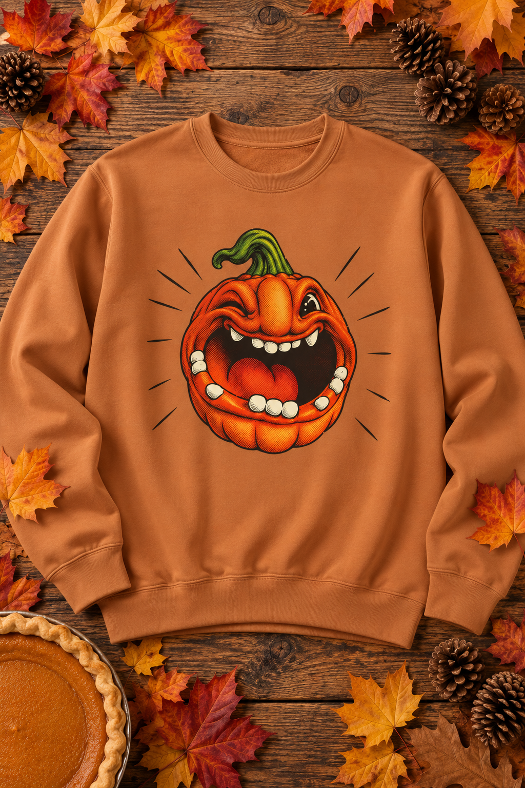 Winking Jack-o'-Lantern Sweatshirt | Mischievous Grinning Pumpkin Halloween Crewneck