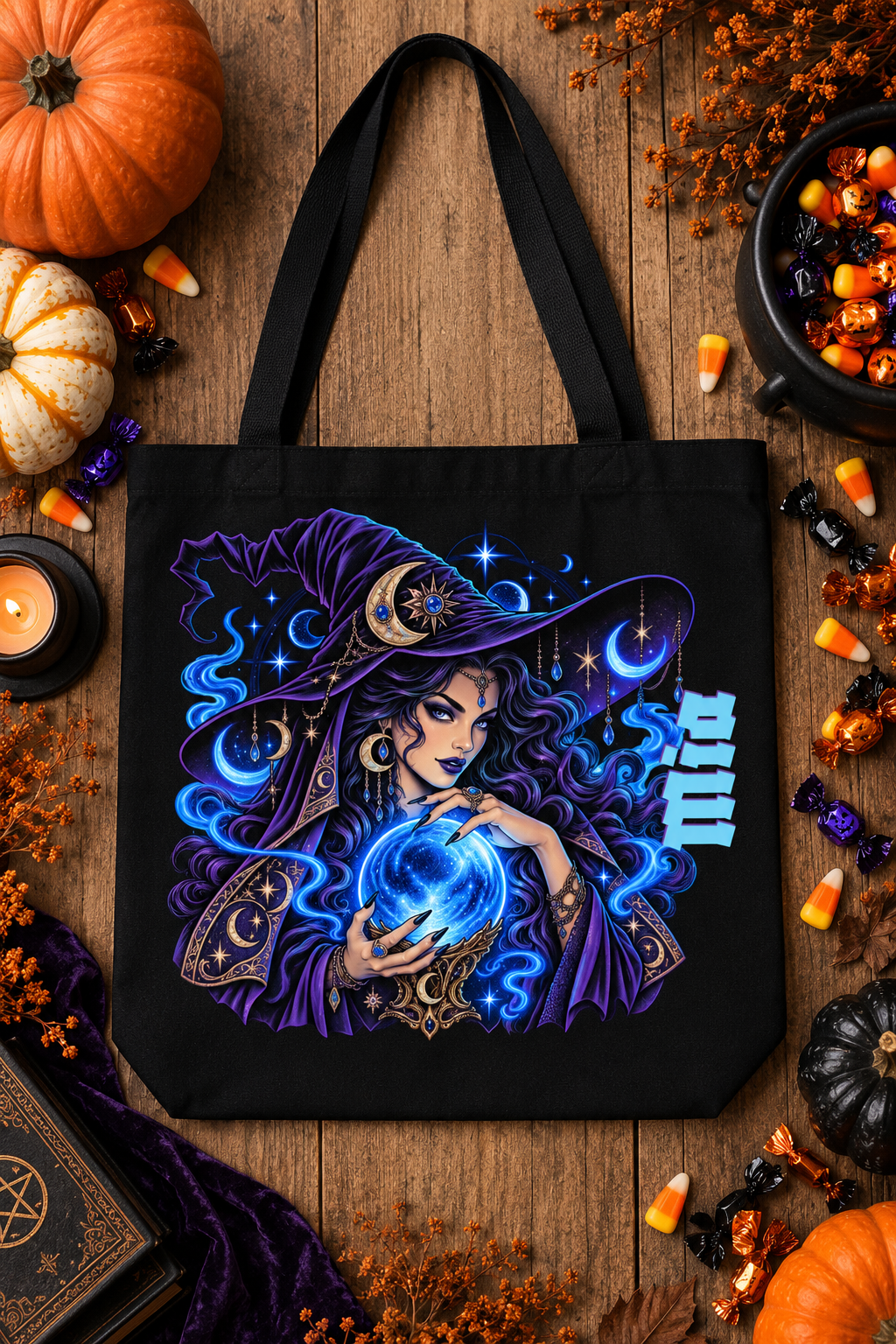 Personalized Crystal Ball Witch Trick-or-Treat Tote Bag