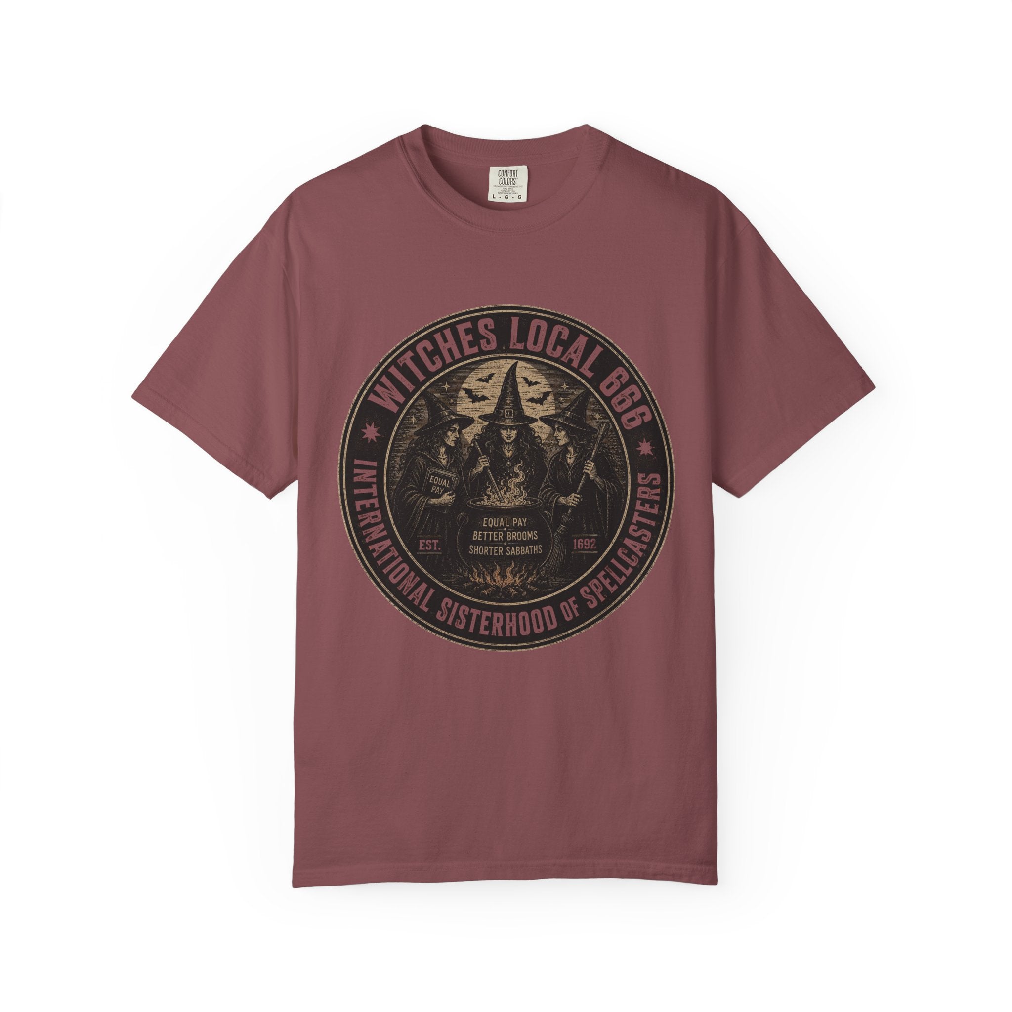 Witches Local 666 — International Sisterhood of Spellcasters Tee | Unisex Garment-Dyed T-shirt