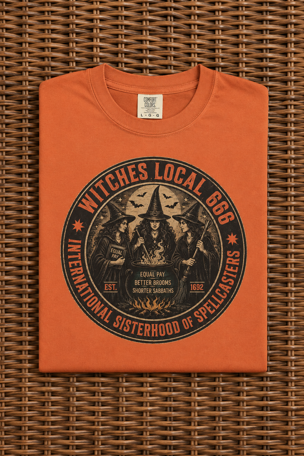 Witches Local 666 tee - Burnt Orange - Pinterest mockup