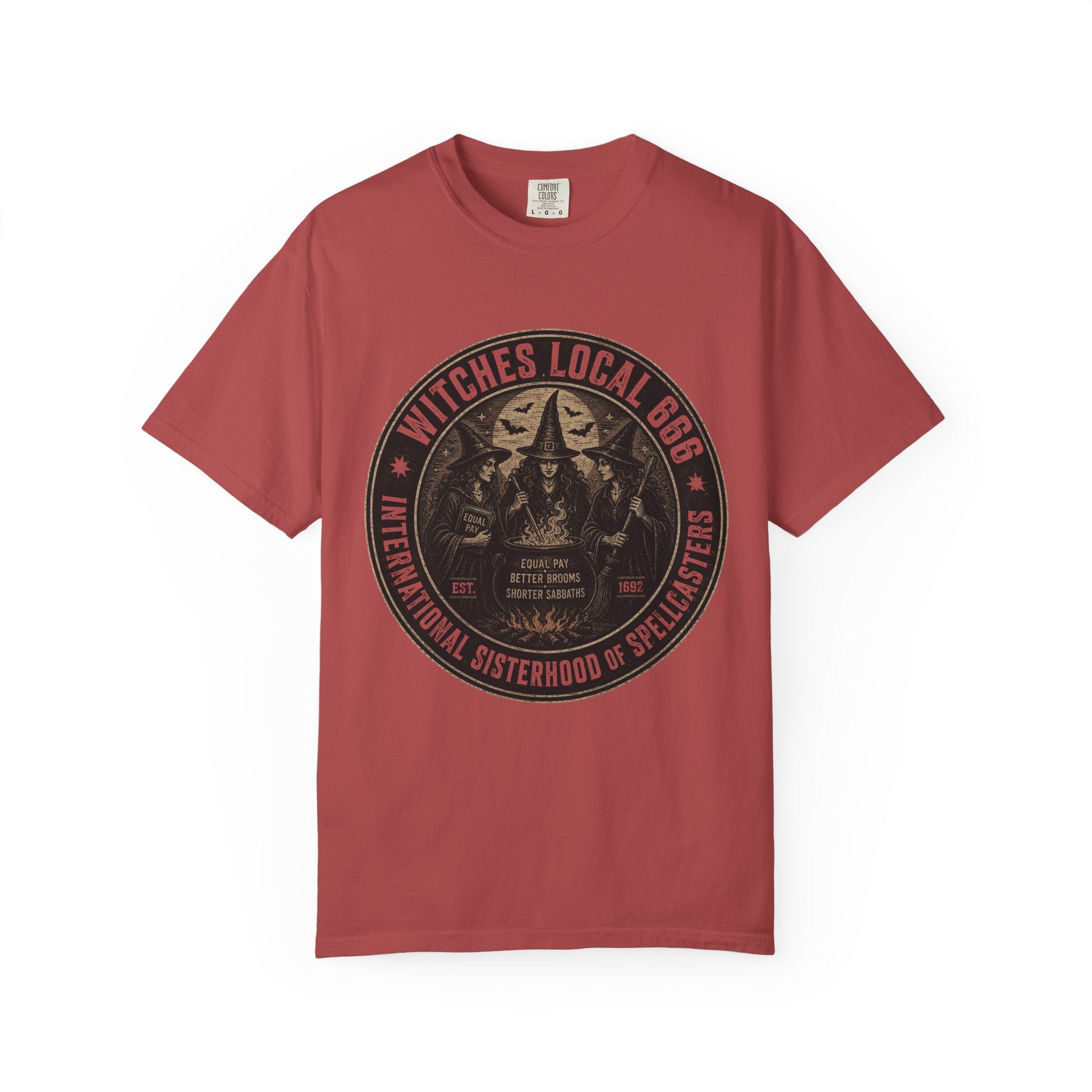 Witches Local 666 — International Sisterhood of Spellcasters Tee | Unisex Garment-Dyed T-shirt